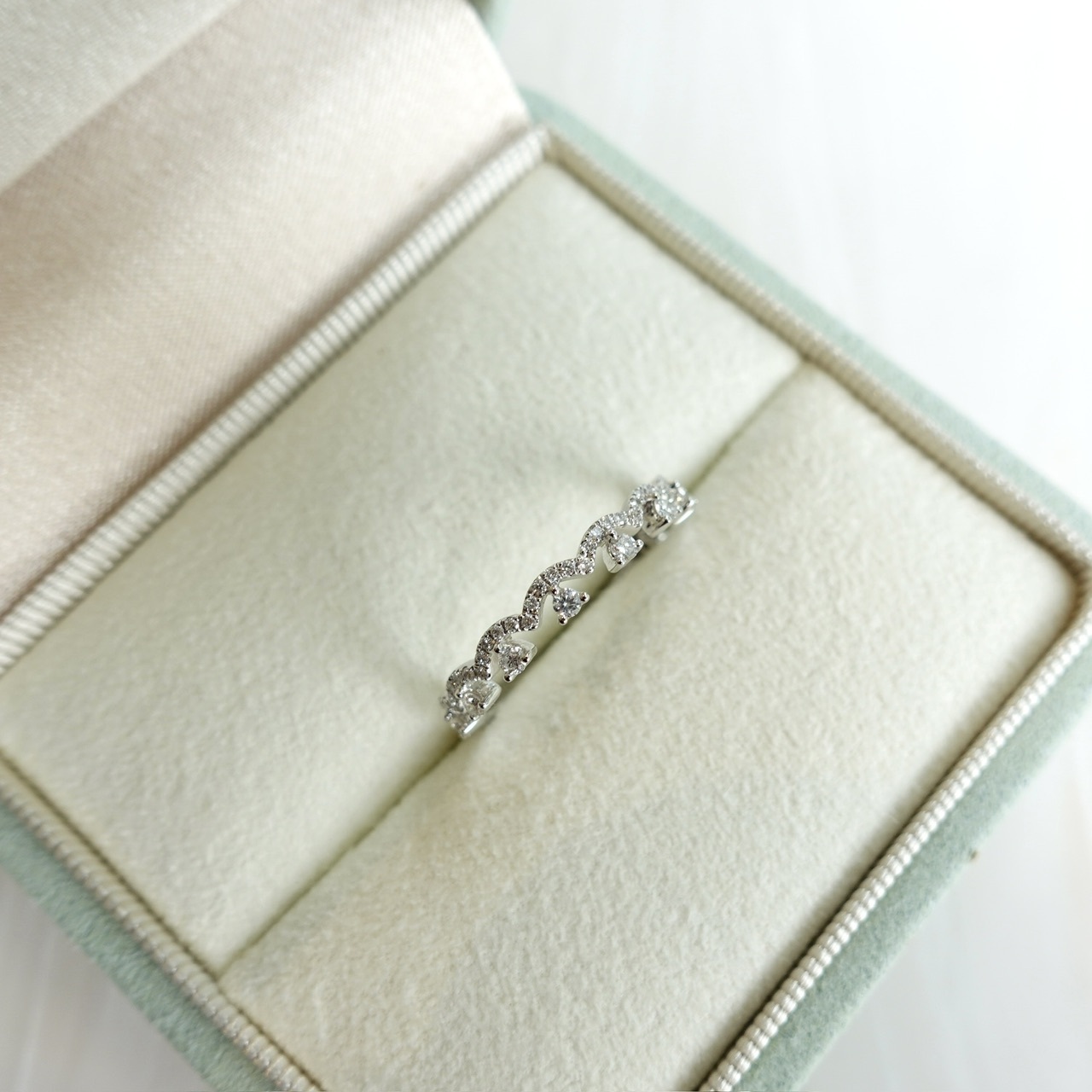 疊戴神器-18K金鑽石蕾絲線戒