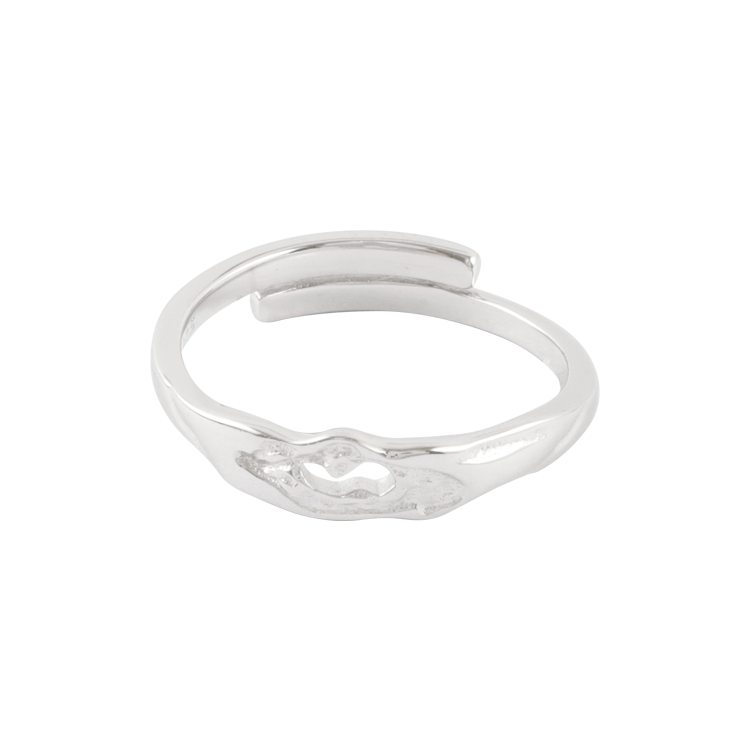 純銀對戒，情侶戒指 破碎星隕；流光細紋勾勒柔曲 開口輪廓收納暖意（4110女款）