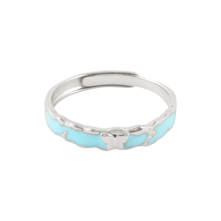 純銀對戒，情侶戒指 蝴蝶紋飾勾勒守護誓言；靜謐藍光映襯優雅氣質（4111男款）