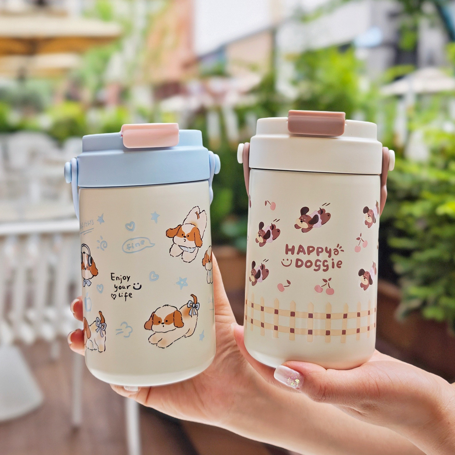 500ML Portable Stainless Steel Thermal Bottle with Straw & Tea Infuser