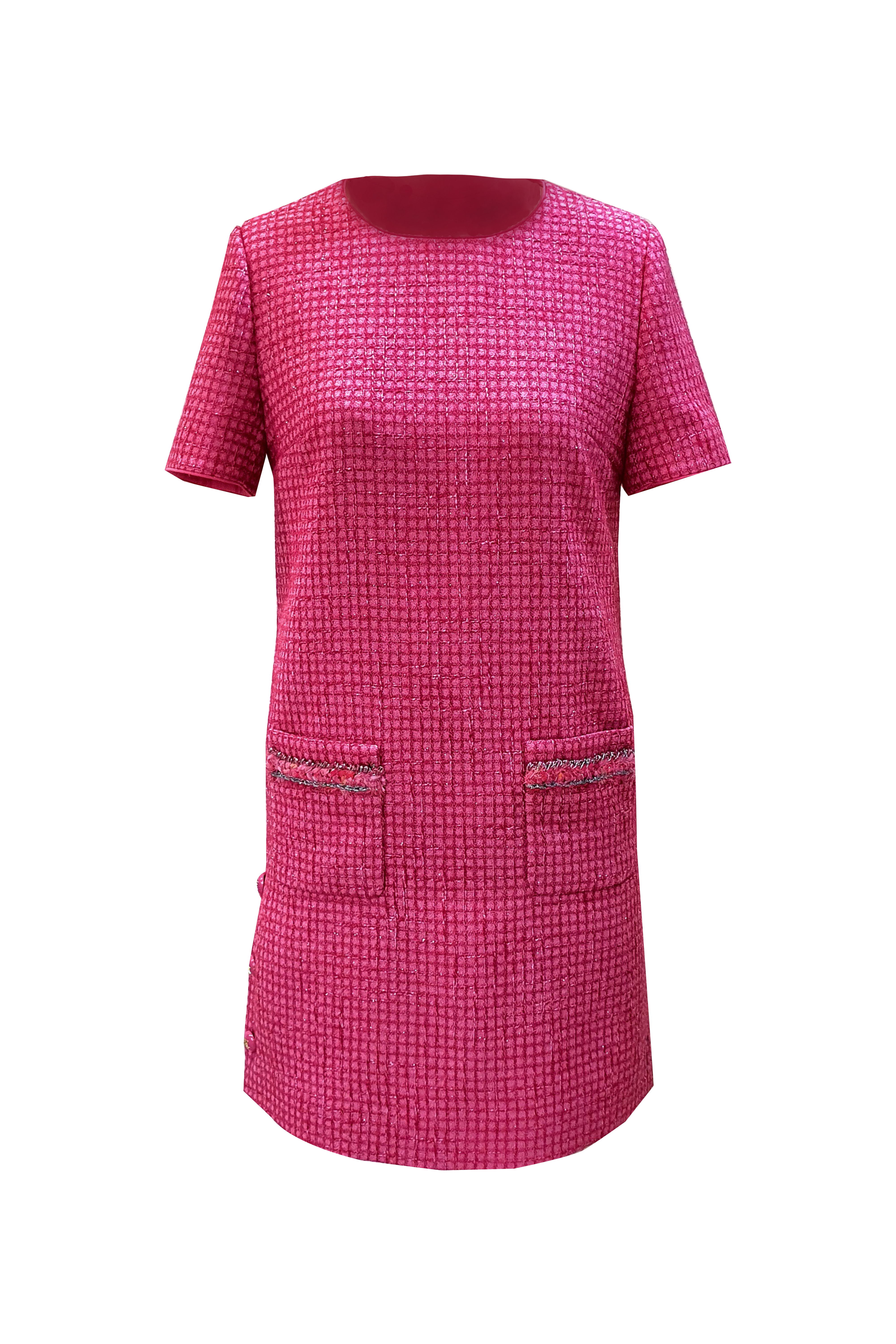 BD10001E1 新藝術花園格子小香短袖H型短洋