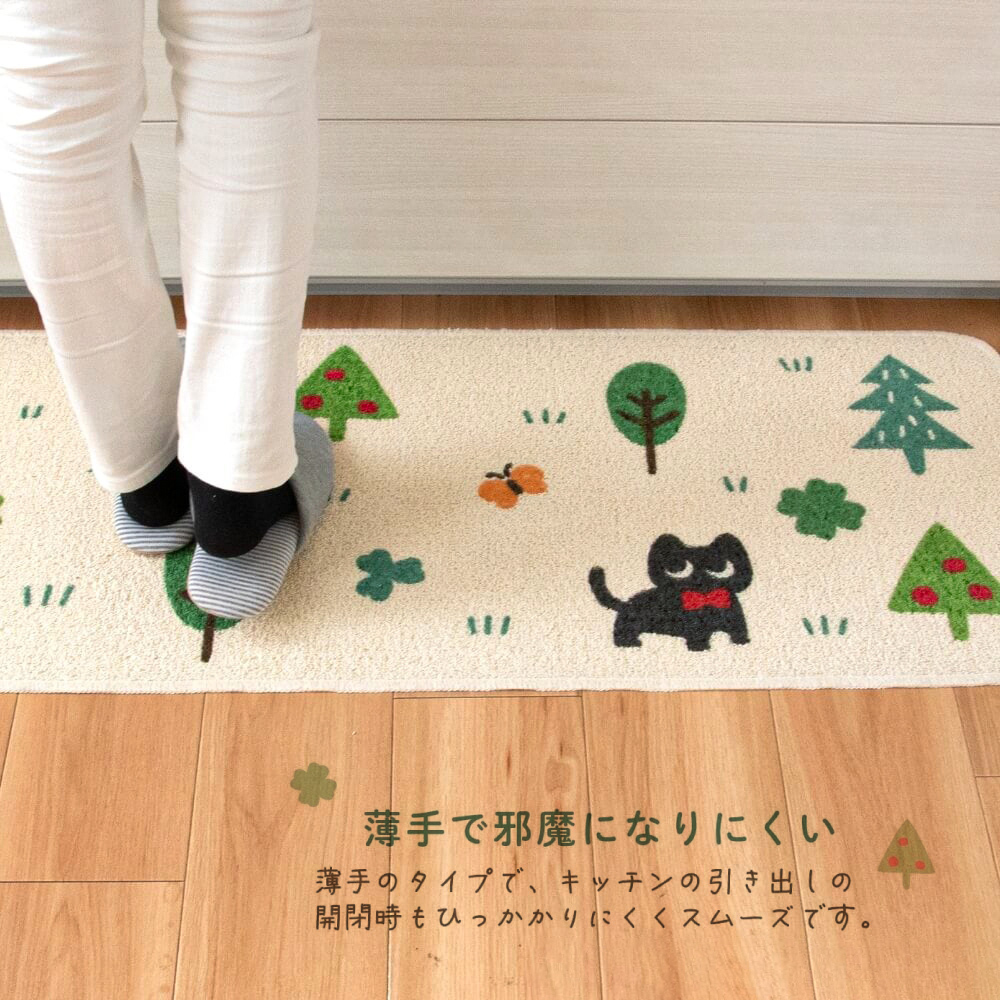 《oka》日本製再生印花廚房地墊- 悠然時光  ( 45x120cm / 可機洗 / 厚4mm)