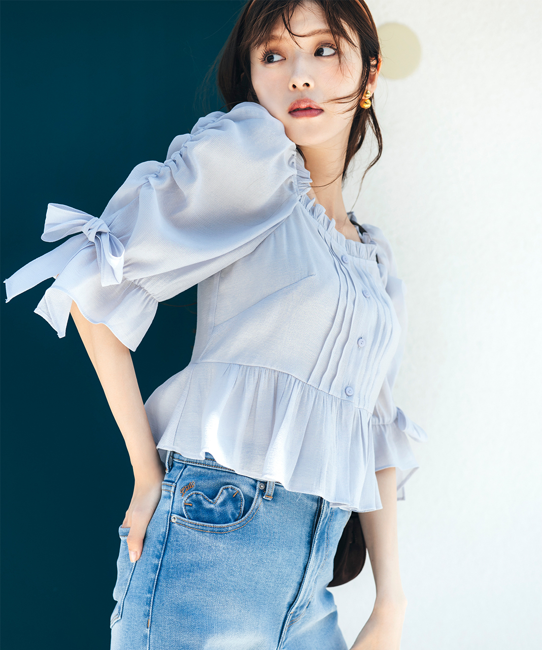 [預購] 折扣 LILLIAN CARAT 蝴蝶結袖法式襯衣