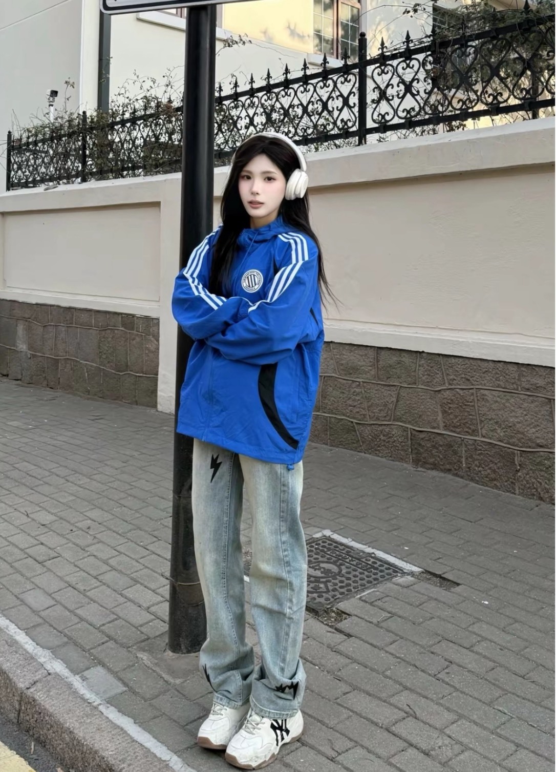 adidas Originals ADICOLOR 藍色 秋冬運動寬鬆連帽外套 男款 百搭休閒夾克 Aug25