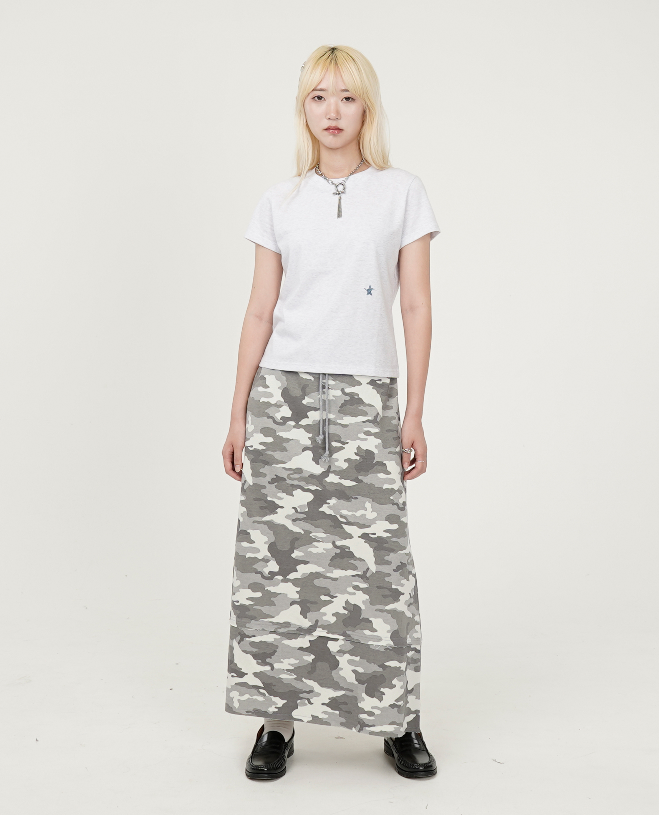WEBHOUSE Twister Star Sweat Long Skirt (Camo) - 25SS