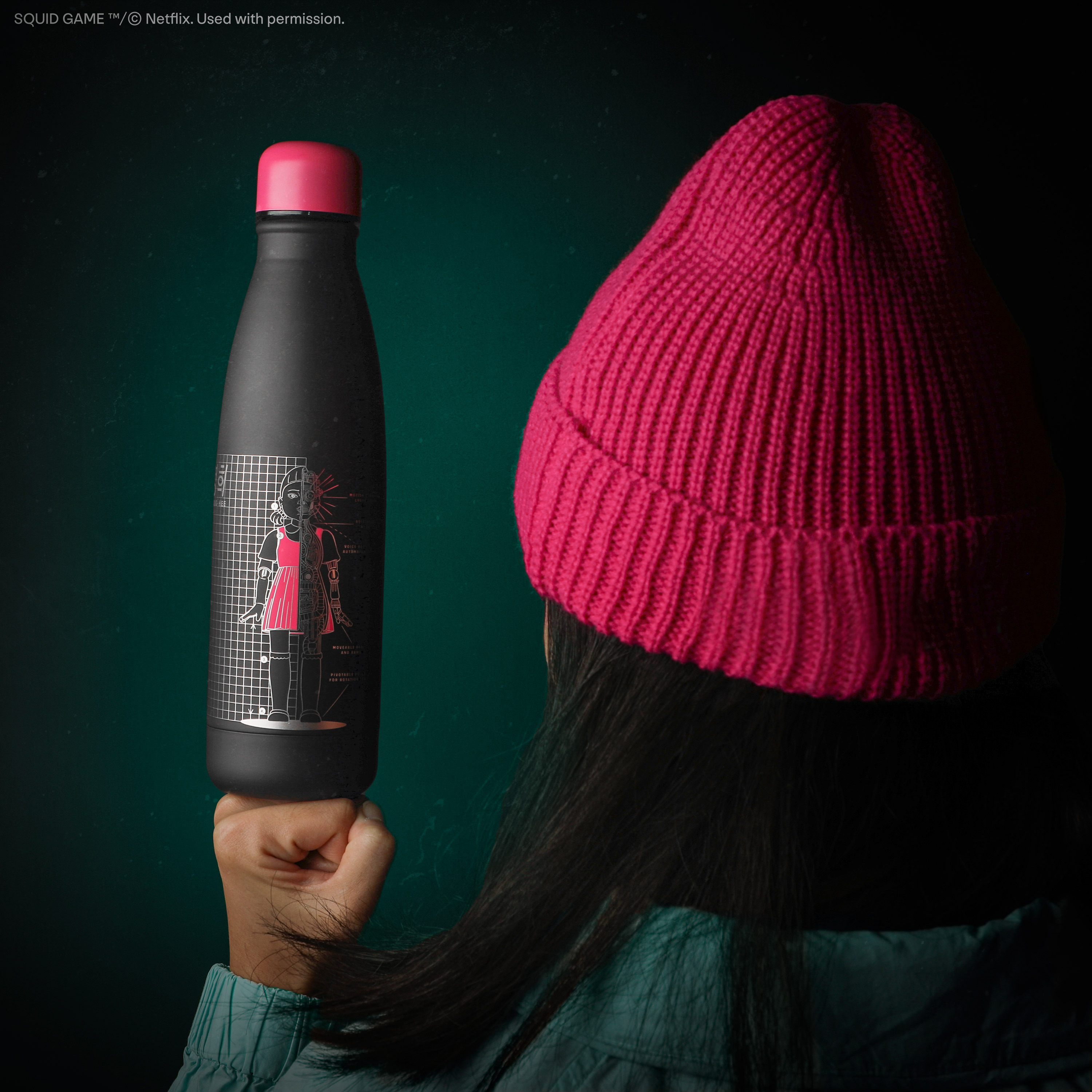 魷魚遊戲保溫水瓶 - 英熙藍圖 (黑)