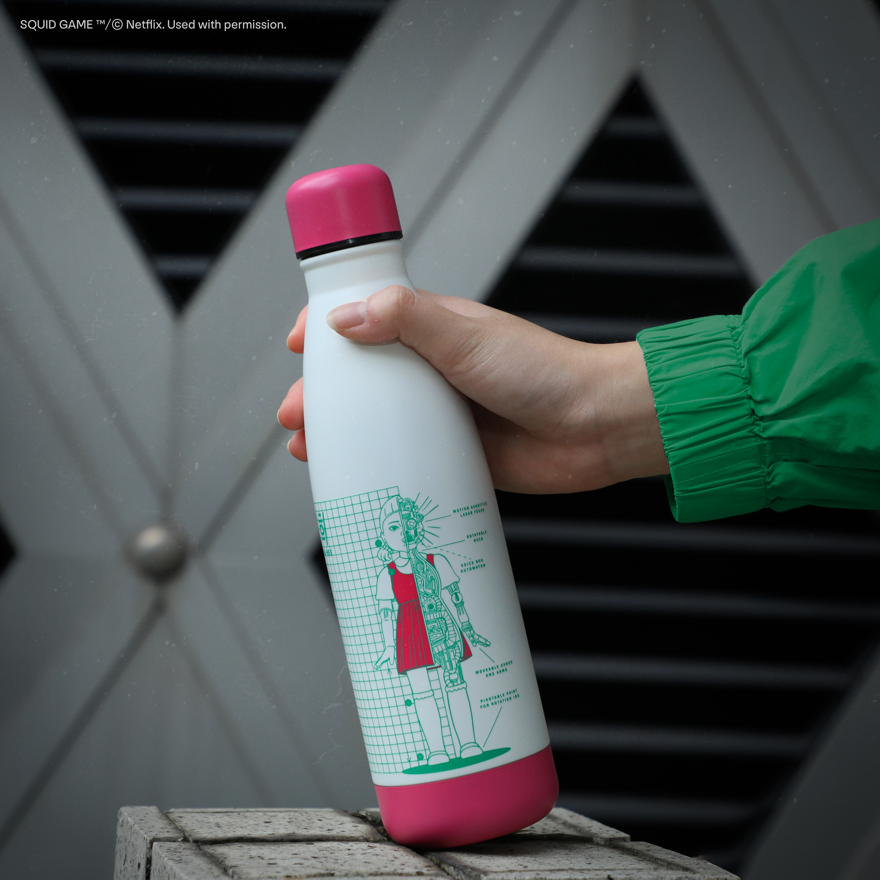 魷魚遊戲保溫水瓶 - 英熙藍圖 (白)