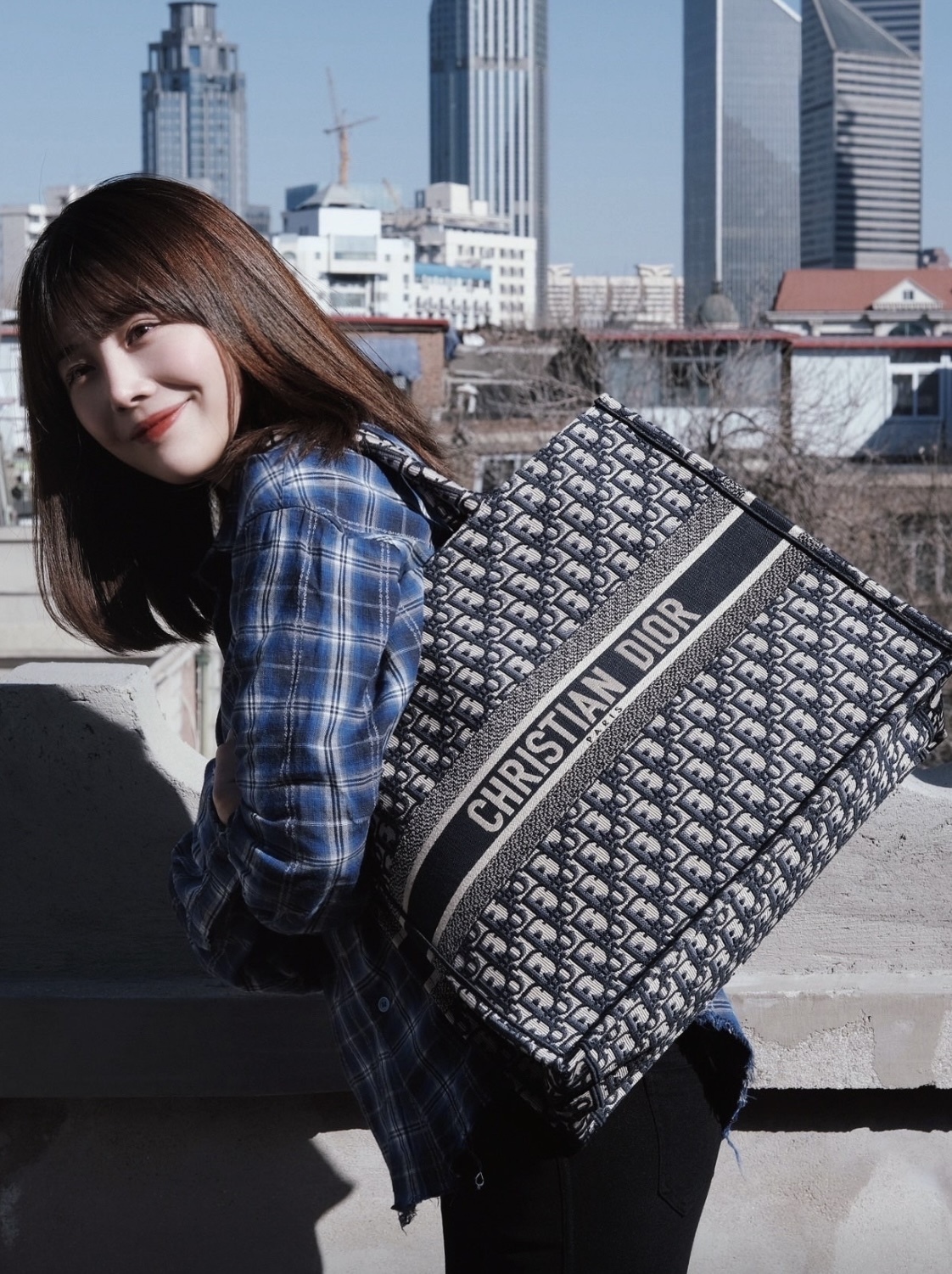 Dior Book Tote Bag 牛仔藍色 大號