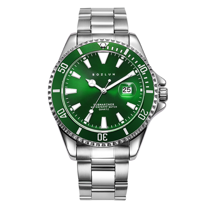 【BOZLUN 保羅】 BZ-013LV*  水鬼 夜光 日期 防水30米 石英錶