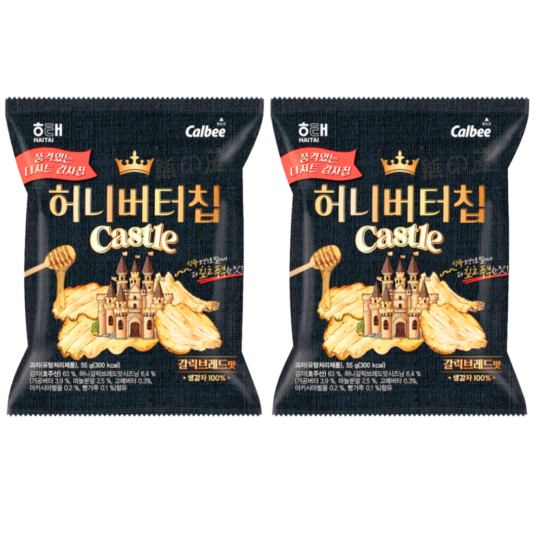 韓國HAITAI 蜂蜜奶油薯片(蒜蓉包味) 55G X  2  (黑)