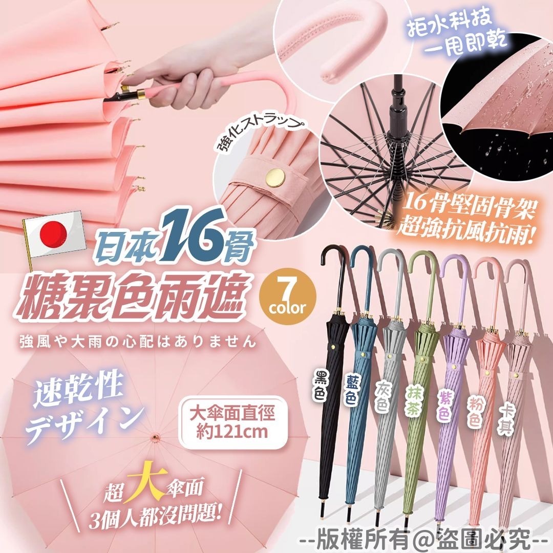 日本糖果色16骨雨遮