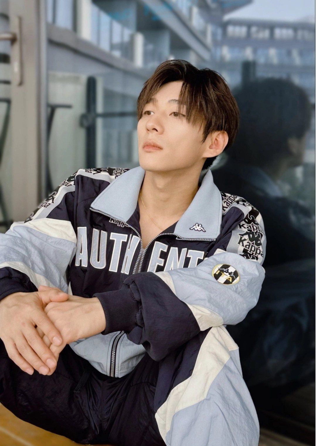 Kappa 卡帕 暗夜藍 撞色開衫字母印花復古運動休閒夾克 男款 Aug25