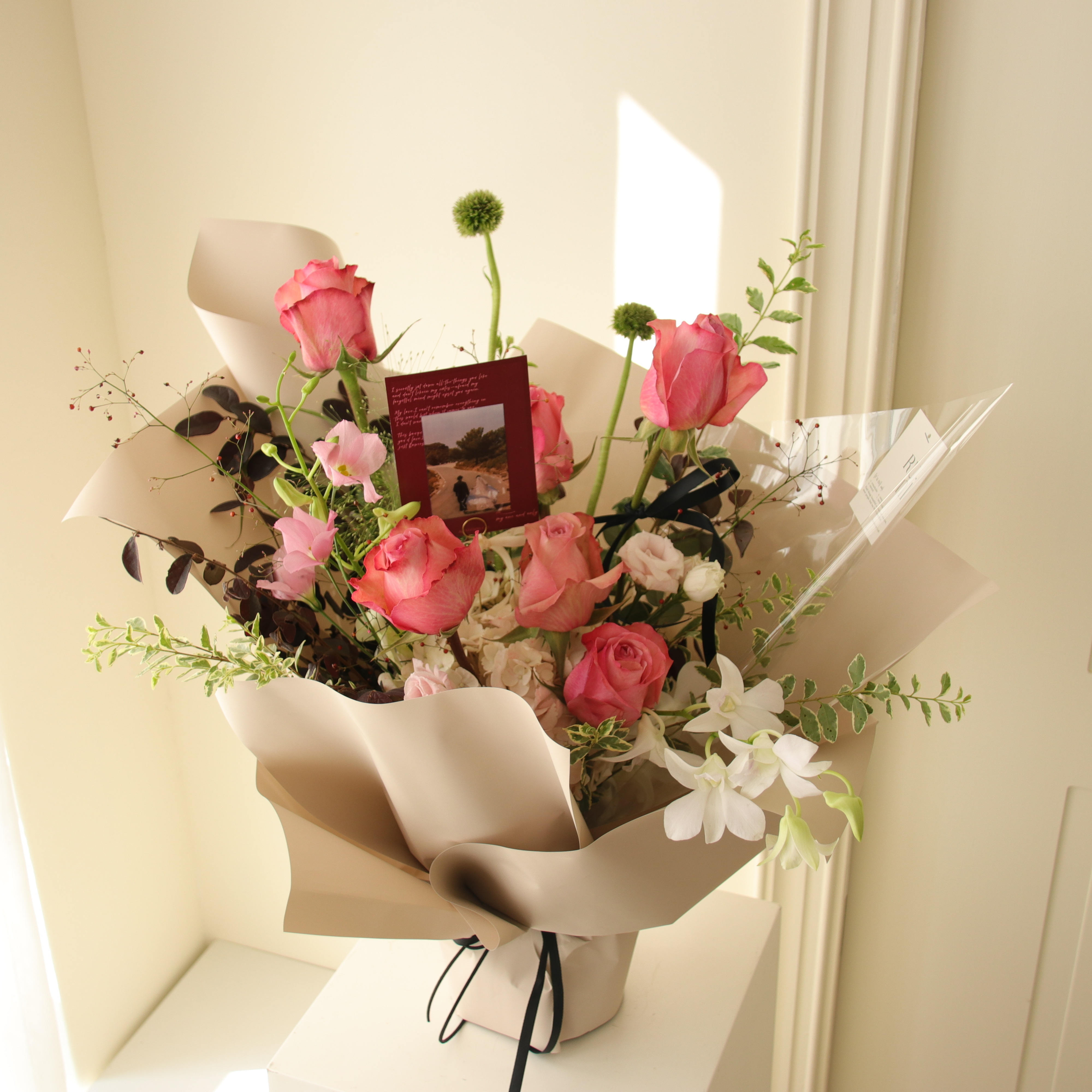 心動有期 法式暮紅鮮花花束