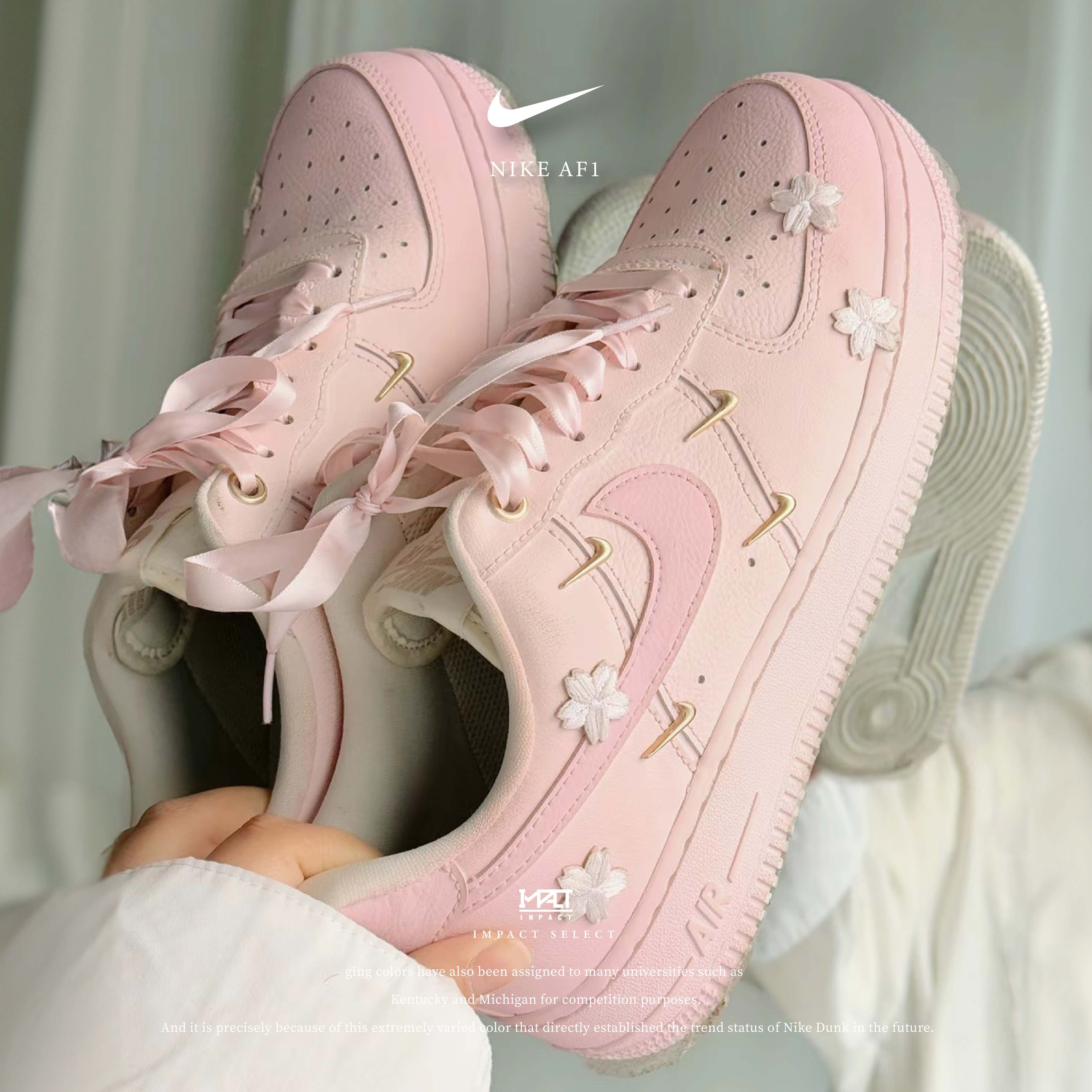 【訂製款】Nike Air Force 1 Low 櫻花之戀 初戀粉 四勾 少女 絲綢鞋帶