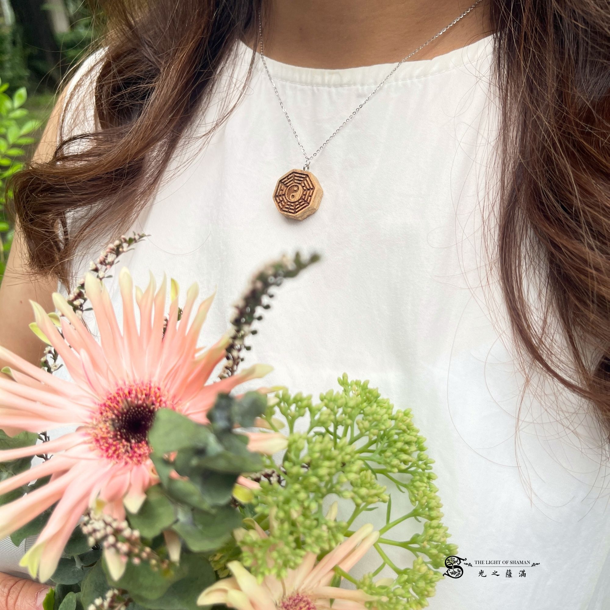 《雷生八方》稀有難得避邪聖物野生波羅蜜雷劈木系列 雷劈木小八卦925純銀吊墜飾品-光之薩滿