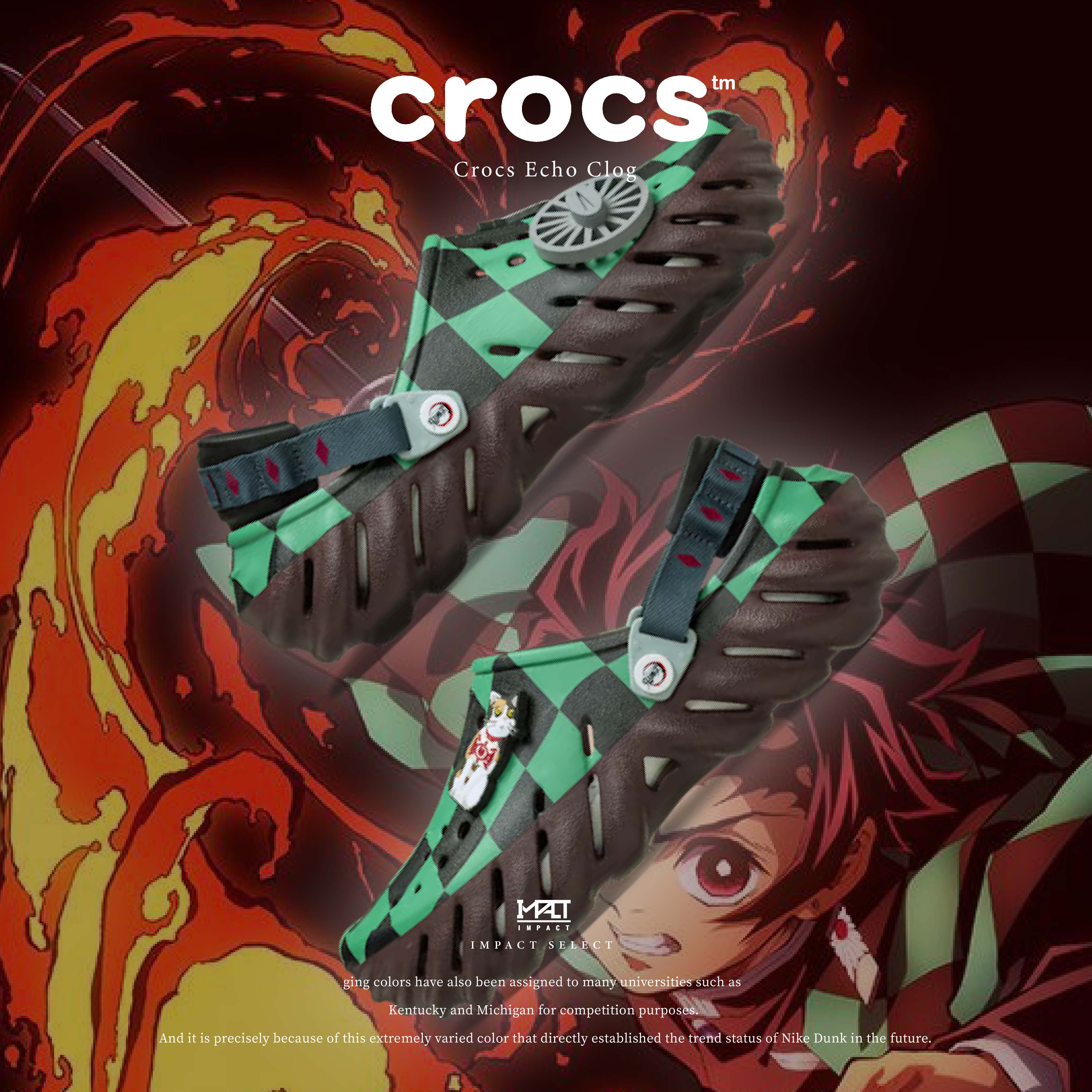 CROCS X 鬼滅之刃 聯名款 Echo Clog 炭治郎 綠黑 日輪刀 SKU 212434
