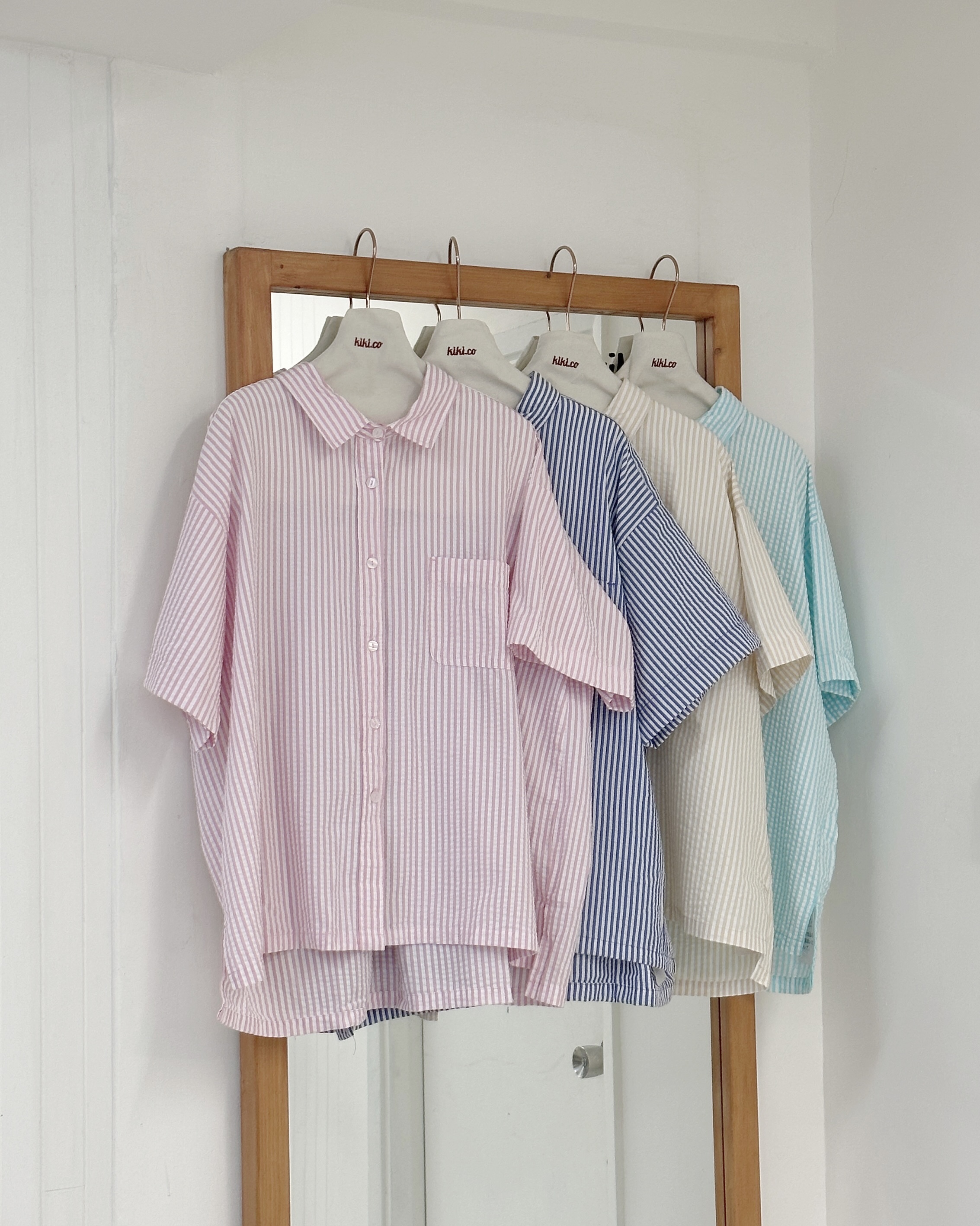 凹凸直紋口袋寬版恤衫