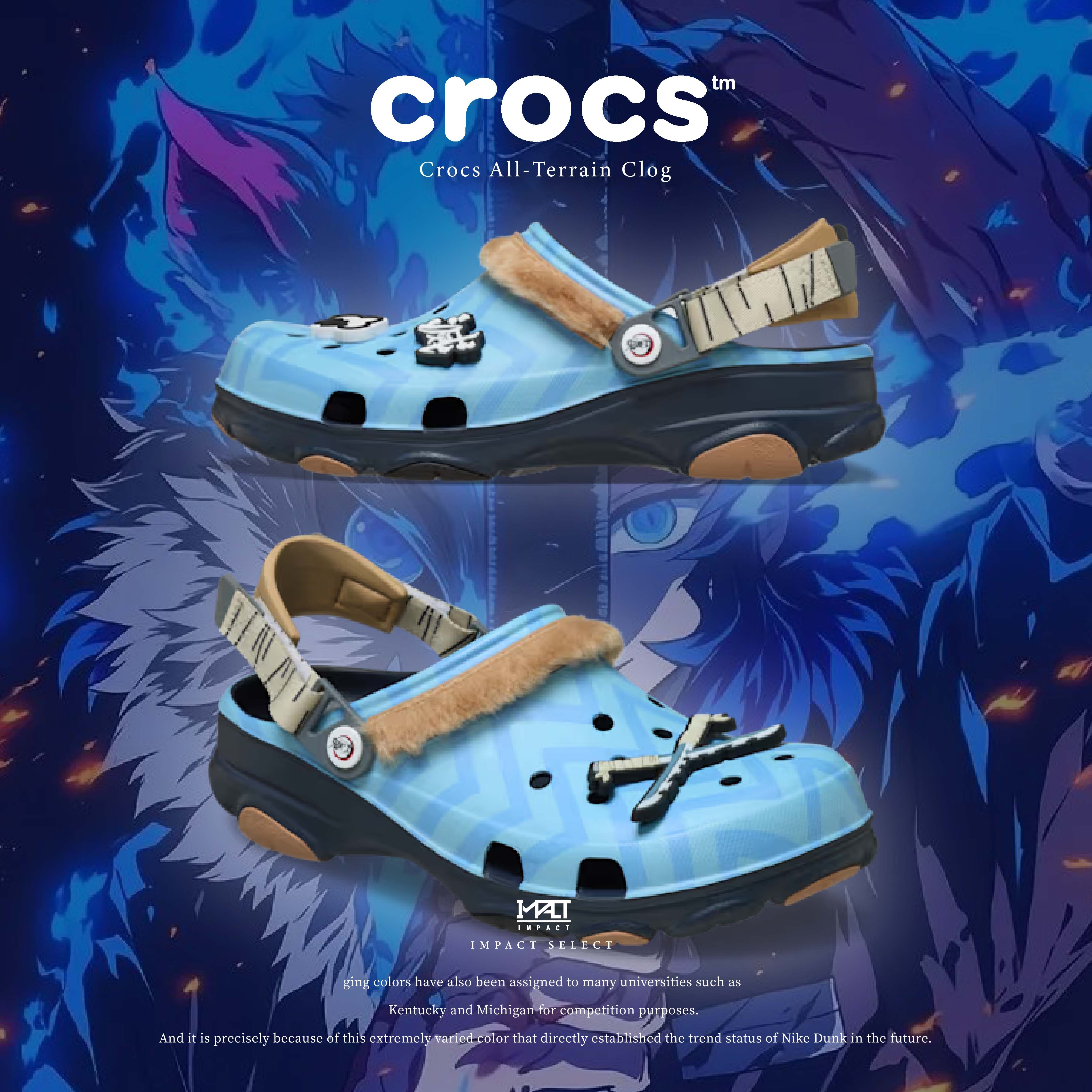 CROCS X 鬼滅之刃 聯名款 All-Terrain Clog 伊之助 藍白 豬突猛進 毛皮 SKU 212432