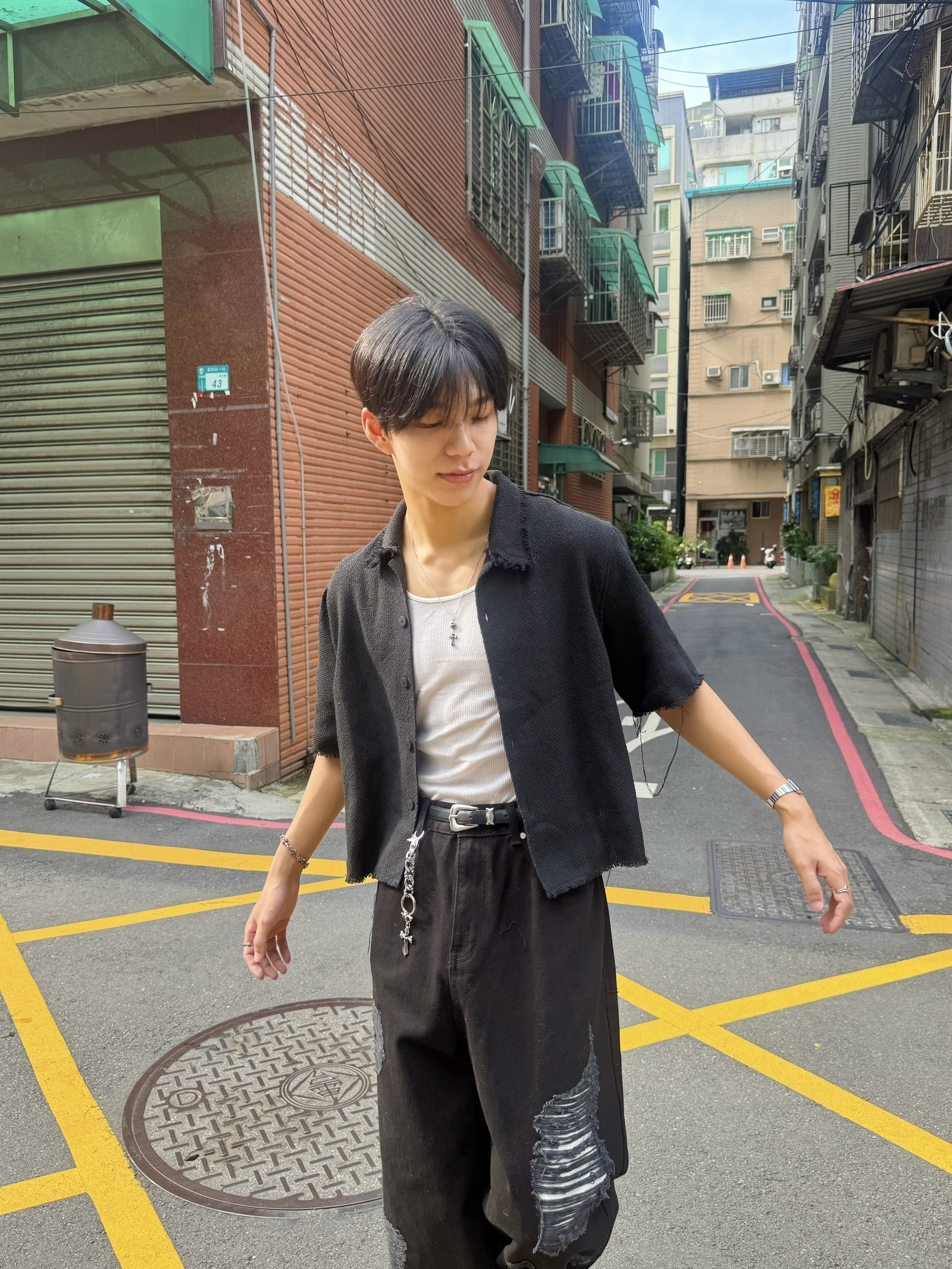 不修邊針織短版襯衫 (2 color)