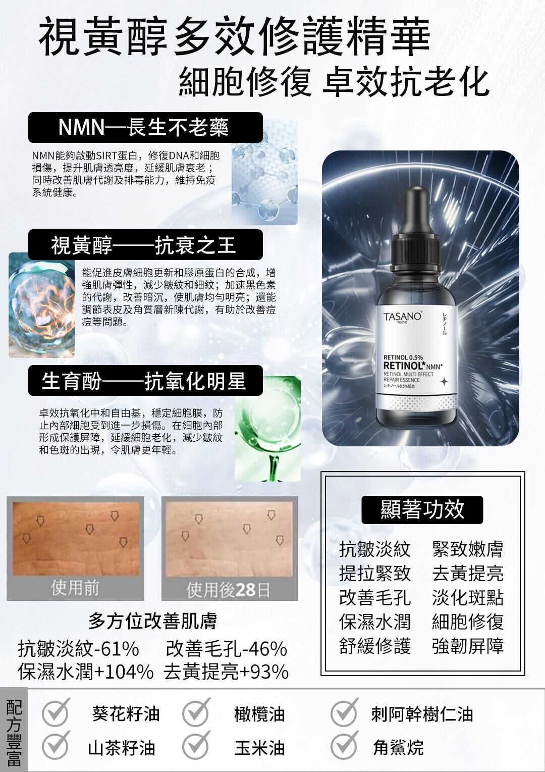 UR35 TASANO NMN A醇多效精華 50ml "原價 $590" 特價$288/1 2件以上$270/1 EXP:2027年 (買1支 送TASANO  NMN A醇多效精華 5ml - 2支)