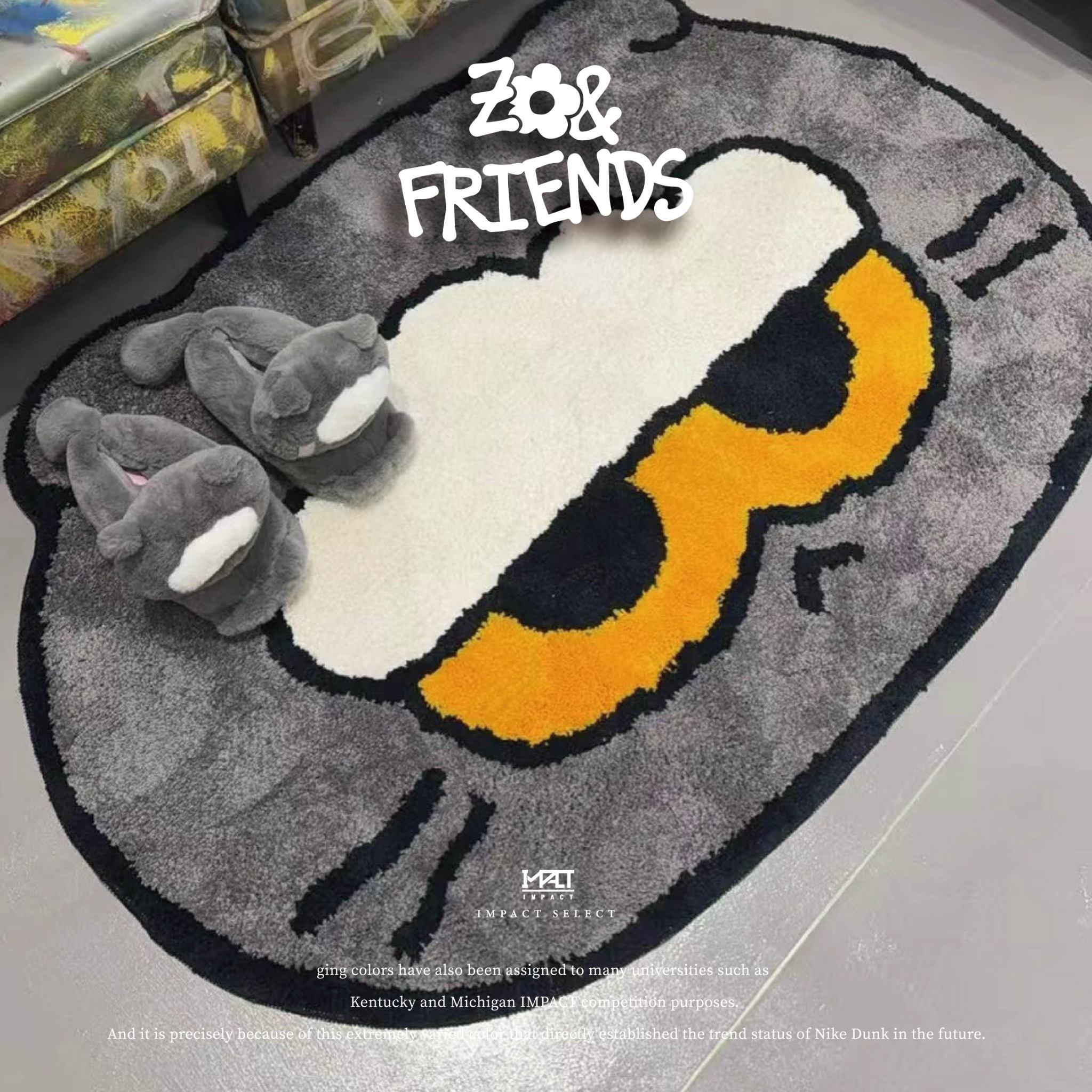 權志龍 GD ZO&FRIENDS 聯名款 灰貓 地毯 家居裝飾