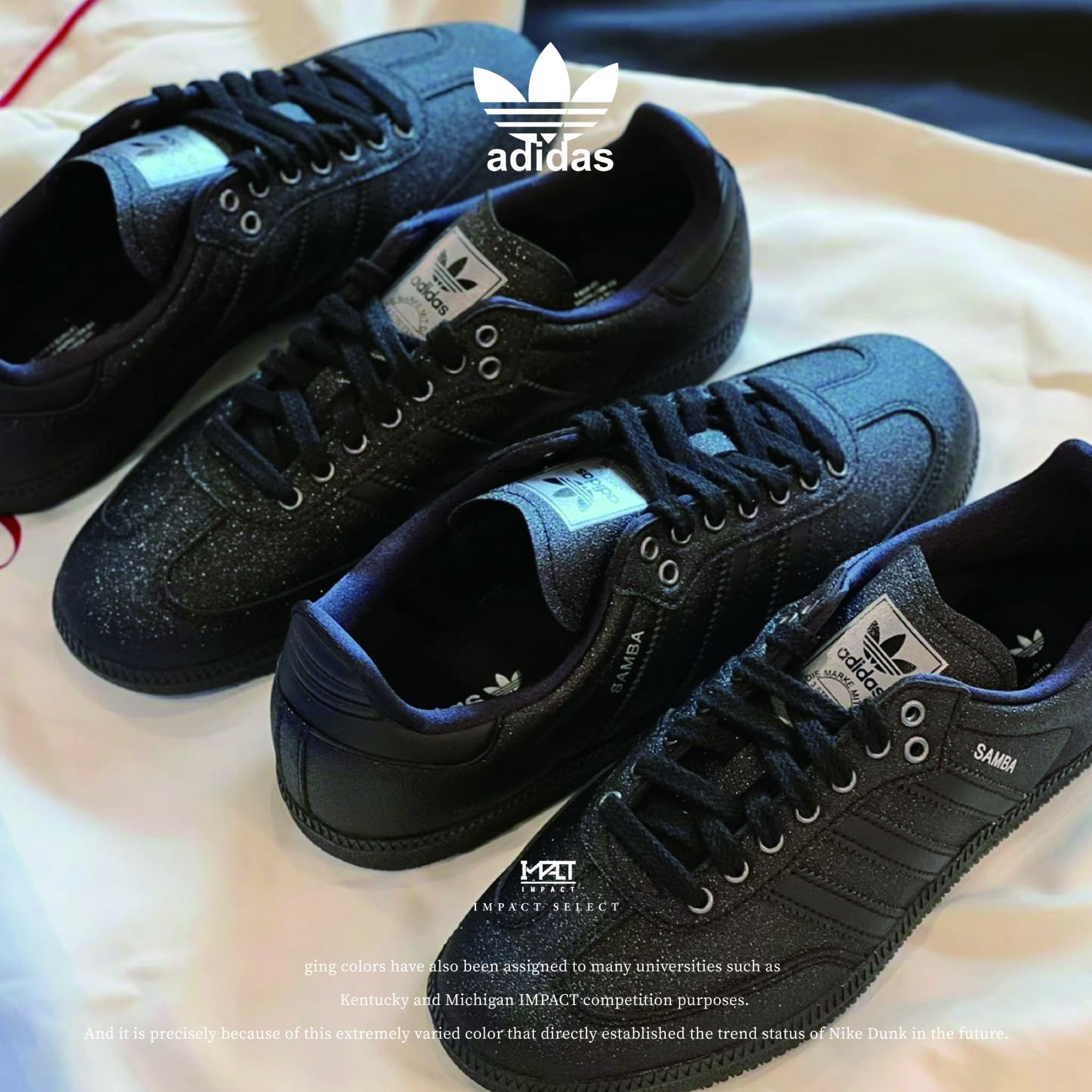adidas originals Samba "Shine Triple Black" 鑽石黑 亮粉  德訓鞋 女款 KI6265