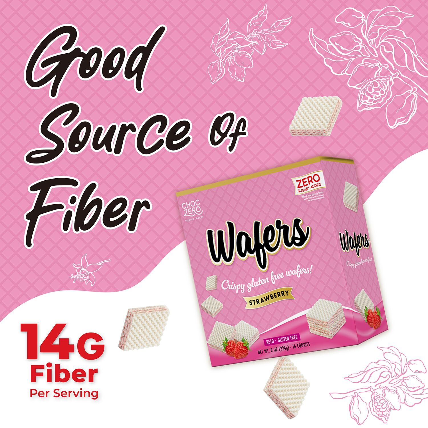 Choczero 無麩質士多啤梨夾心威化餅 #無添加糖 224g -16塊威化餅