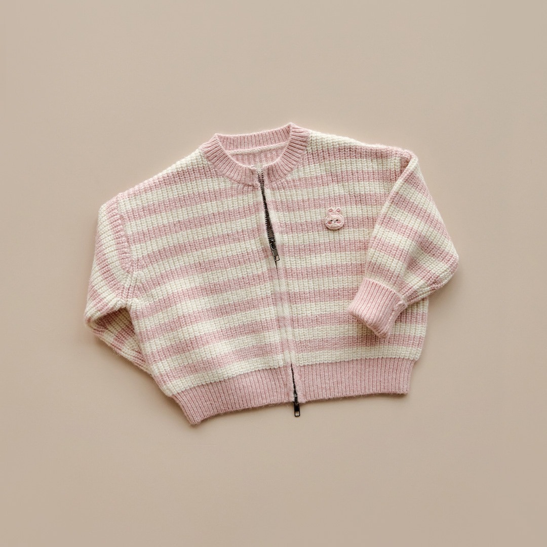 25F/W DTD奶甜軟萌系列🍭-針織條紋拉鍊外套