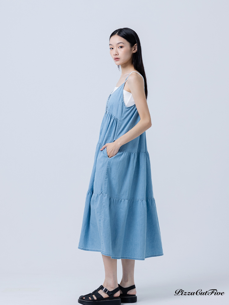 [SALE]細肩牛仔蛋糕洋裝 ThePeacePiece TPP252487036