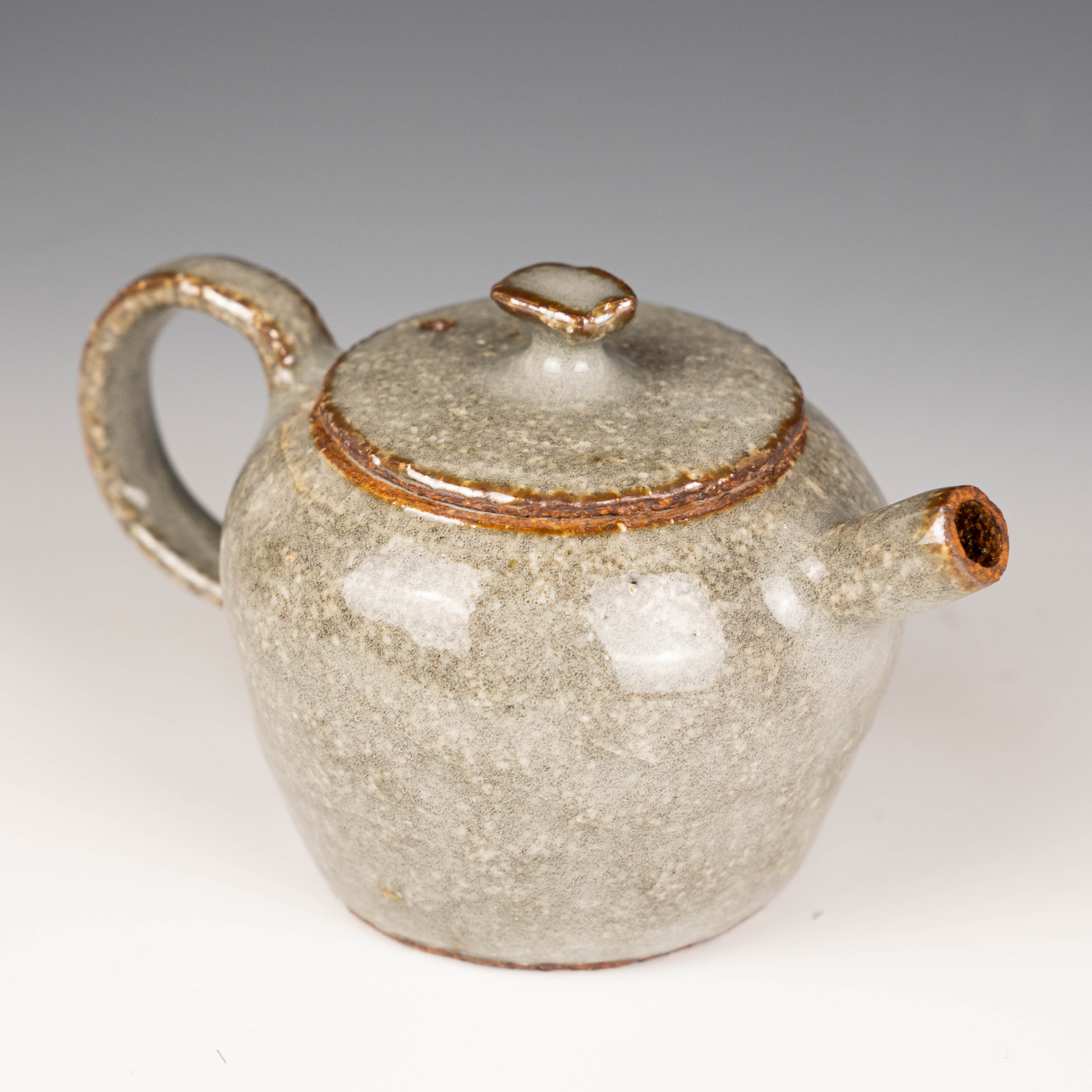 中国古玩　天目釉小壺　11cm9cm【桐箱付】 清宜兴紫砂葛明祥制宜均釉汉方壶1644-1912
