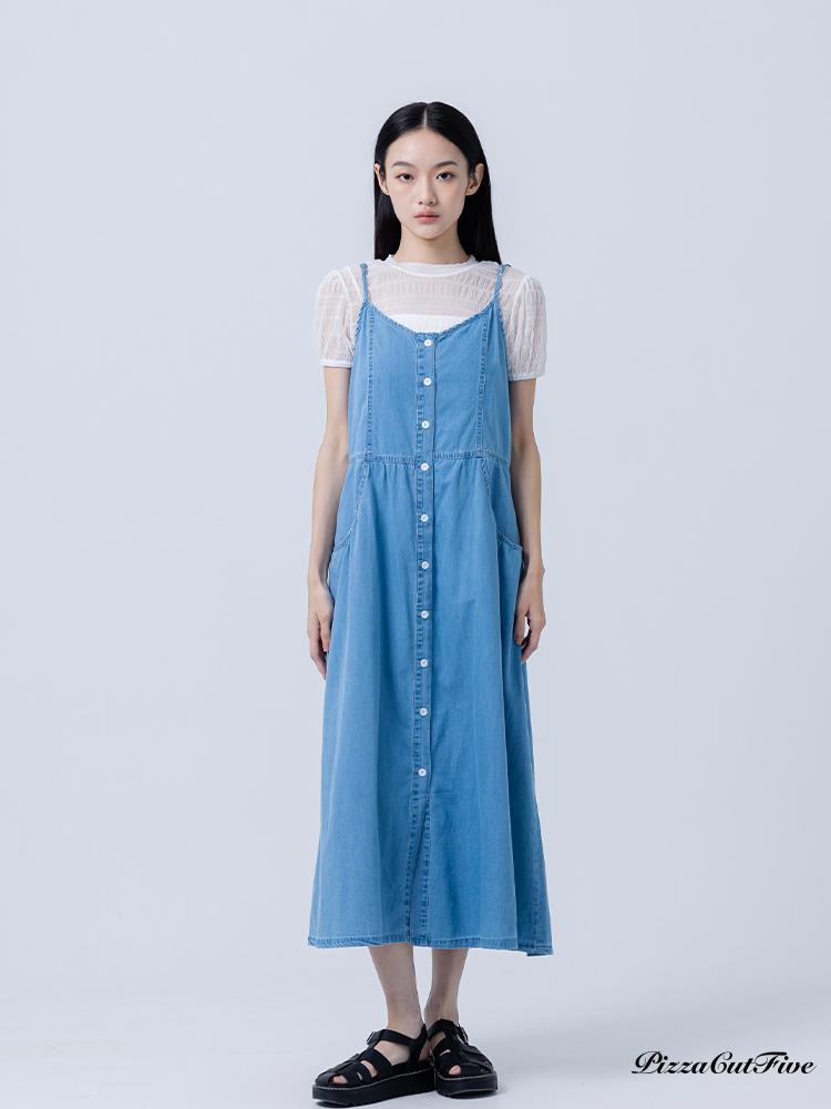 [SALE]細肩牛仔排扣洋裝 ThePeacePiece TPP252487037