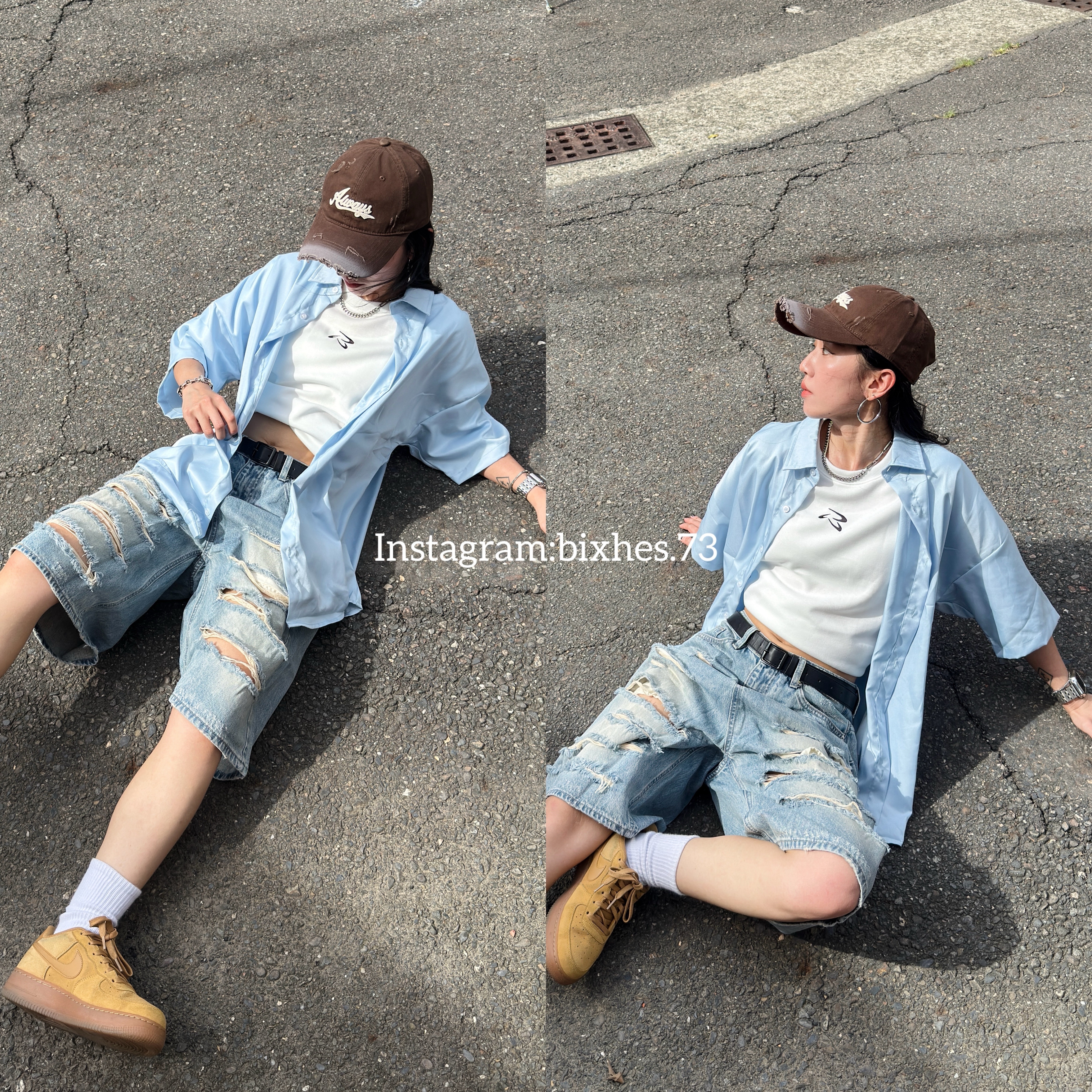 質感滑面寬鬆短袖襯衫(G00014)