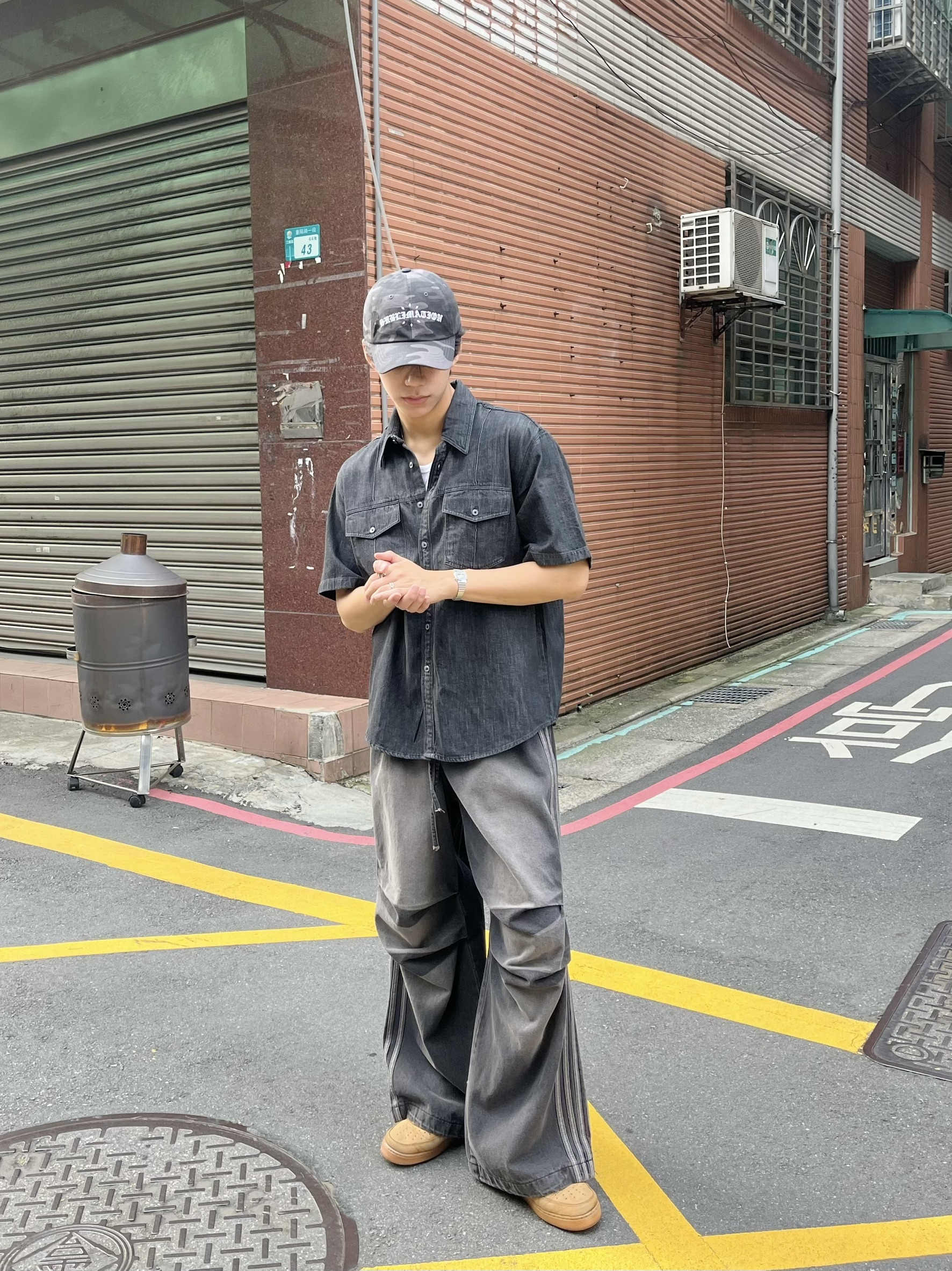 原色牛仔短袖襯衫 (2 color)