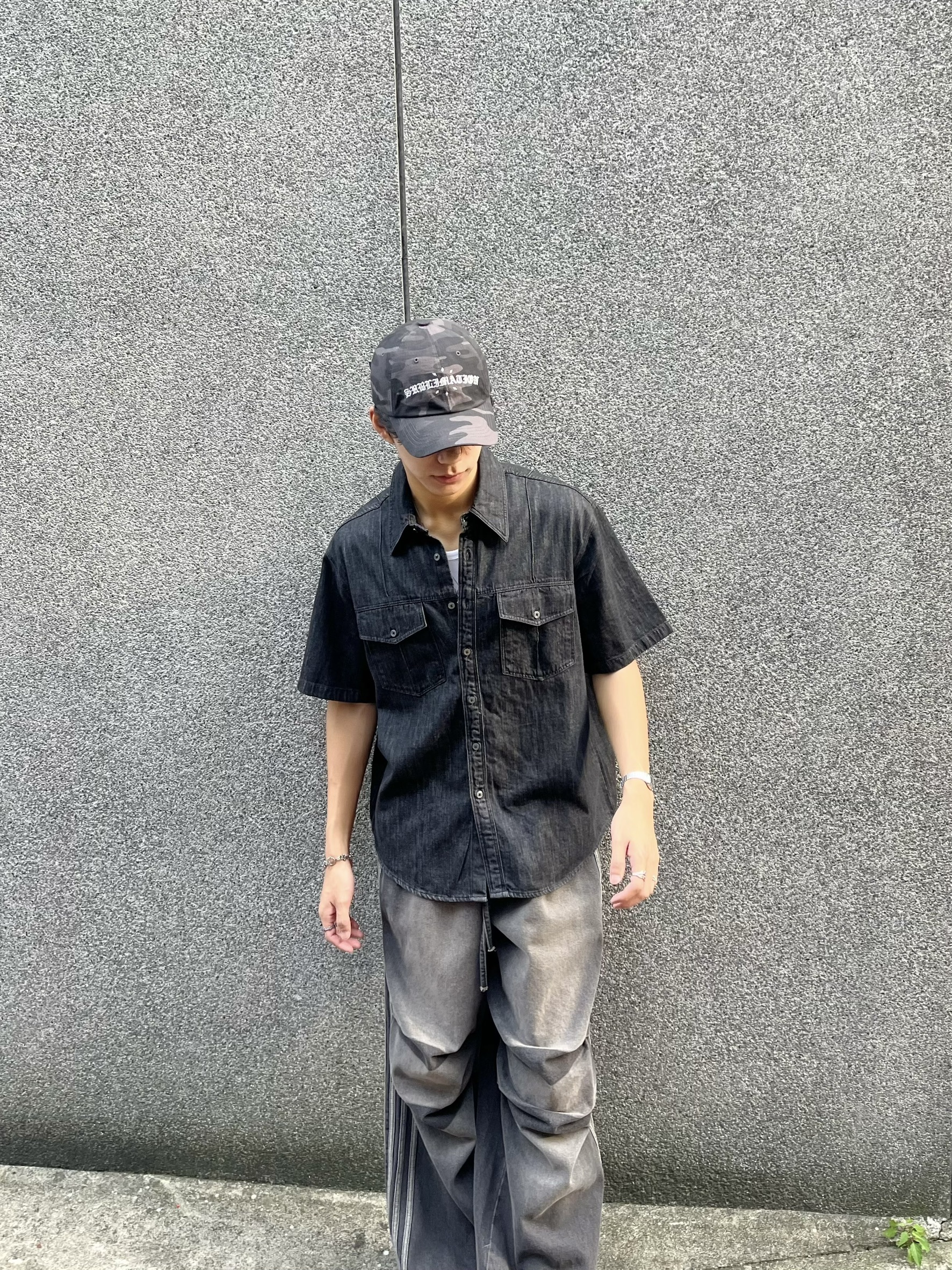 原色牛仔短袖襯衫 (2 color)