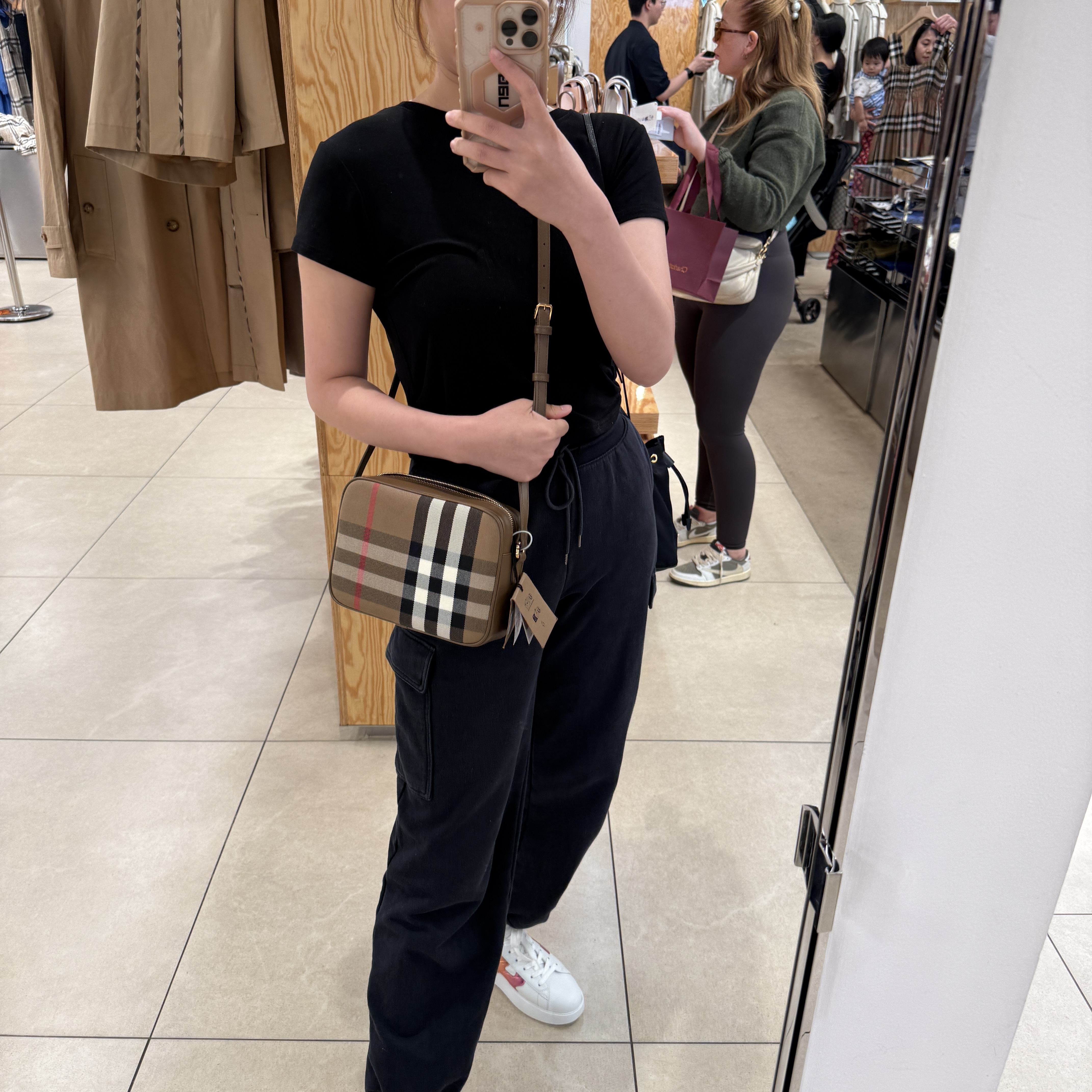 Burberry check camera bag Earth Brown