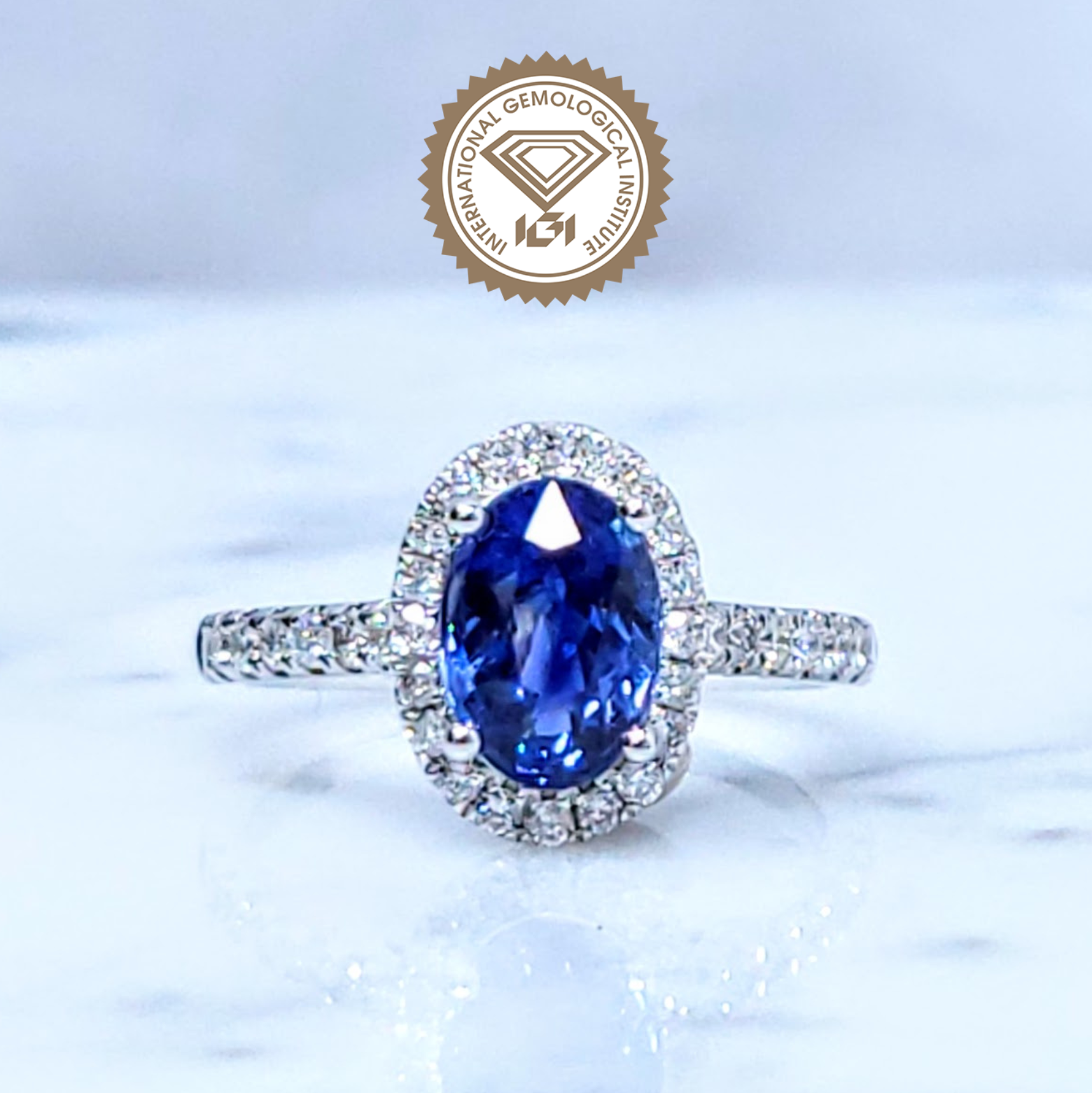 18K White Gold 2.00ct Sapphire and Diamond Ring