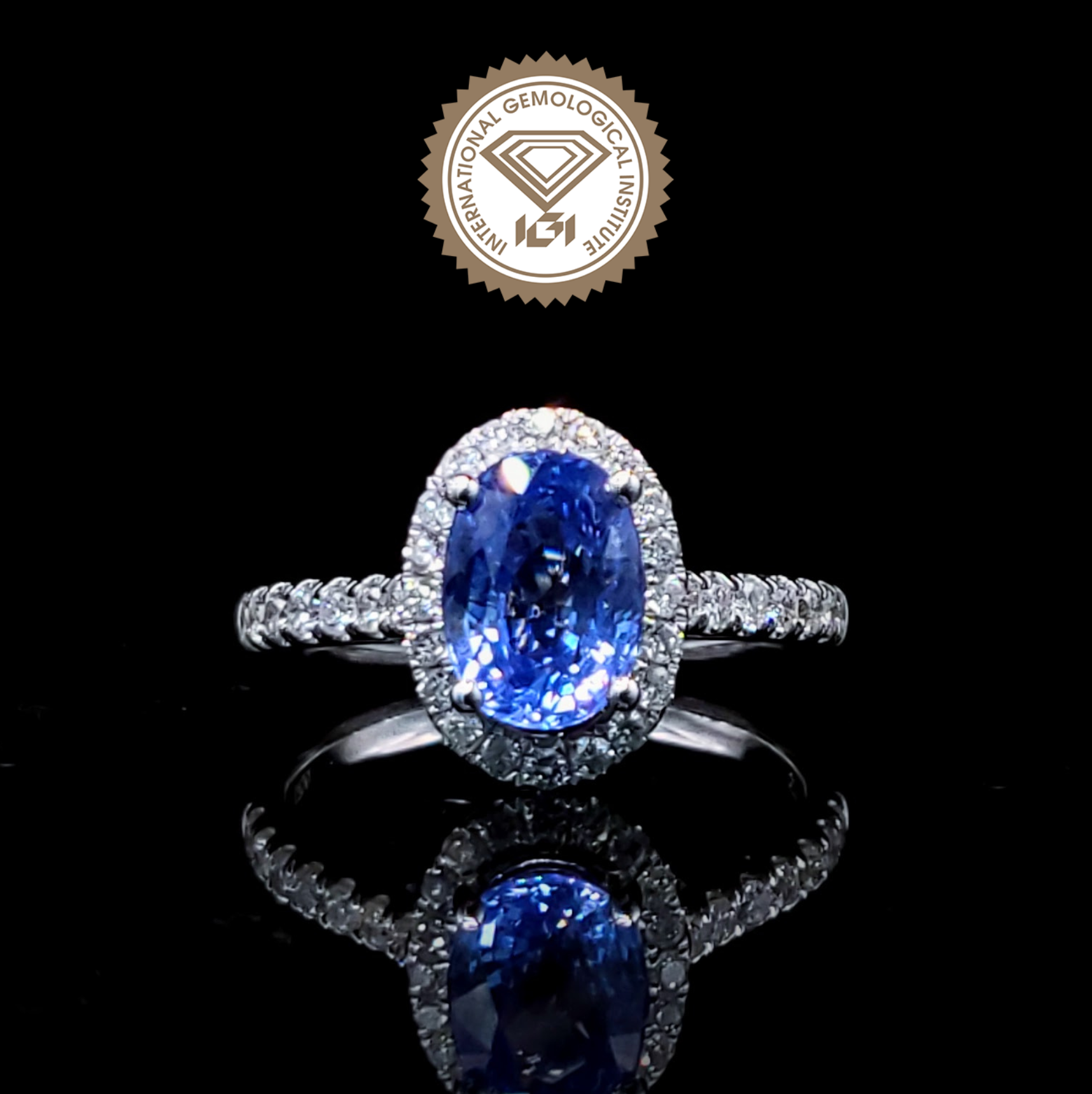 18K White Gold 2.04ct Sapphire and Diamond Ring