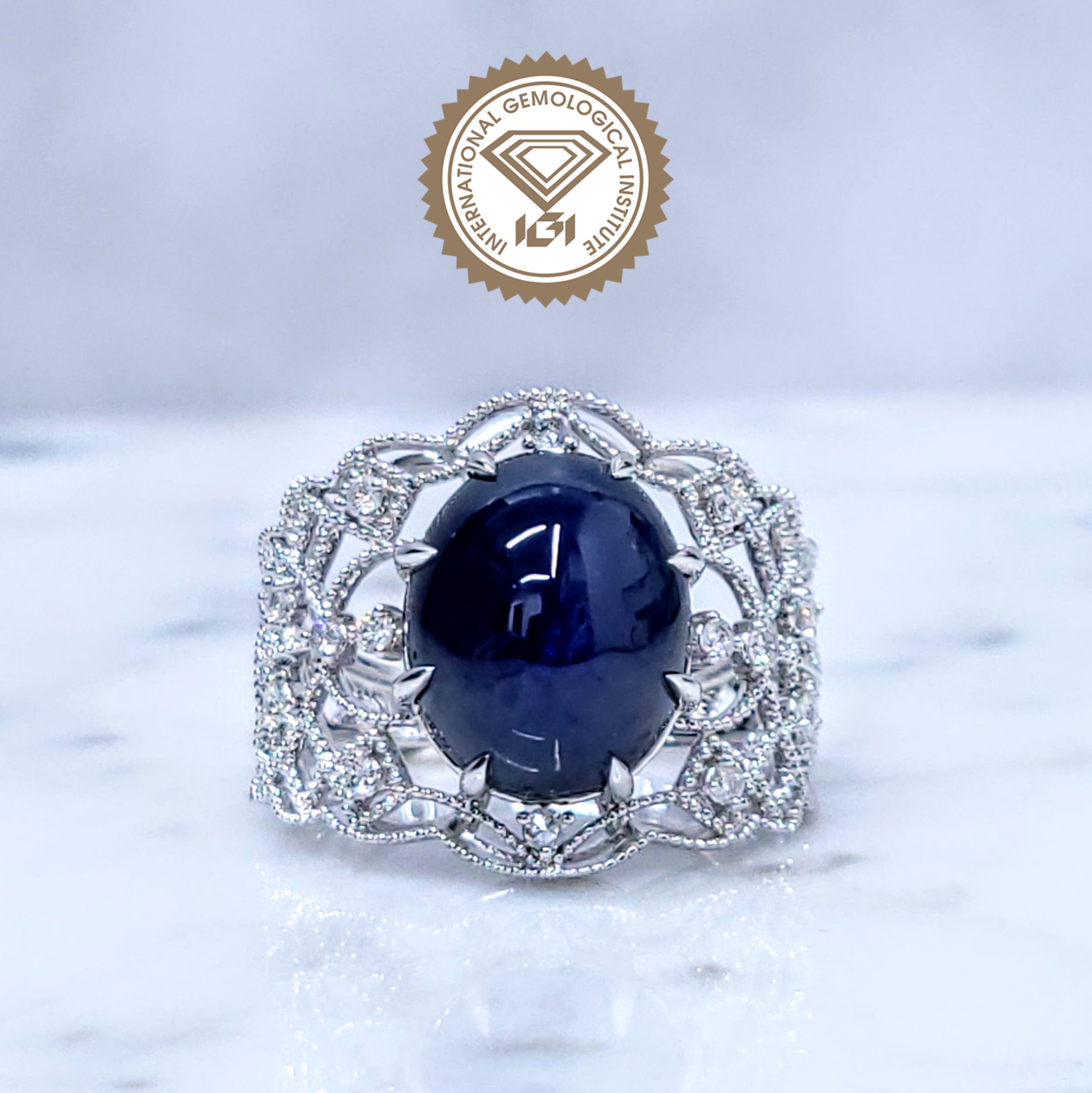 18K White Gold 9.22ct Sapphire and Diamond Ring