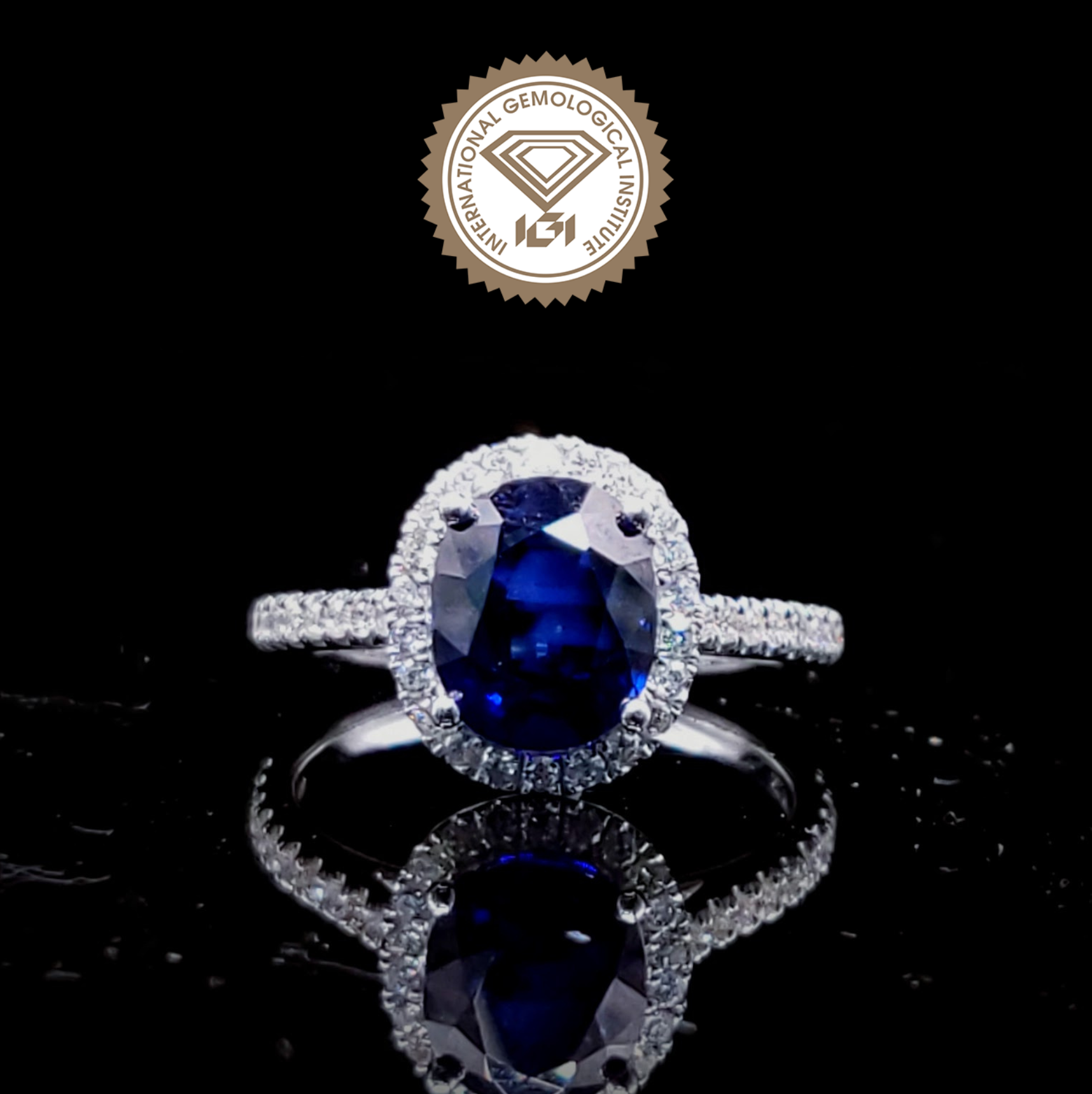 18K White Gold 2.87ct Sapphire and Diamond Ring