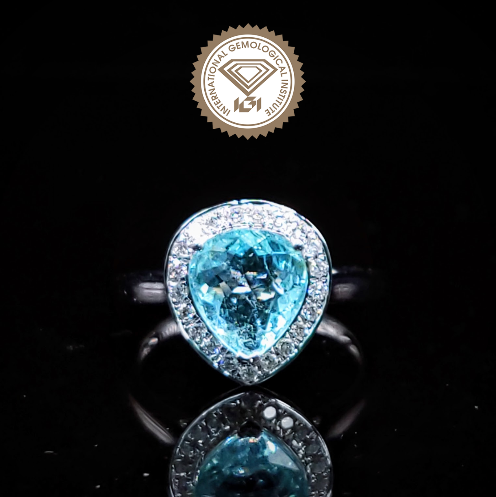 18K White Gold 1.68ct Paraiba and Diamond Ring