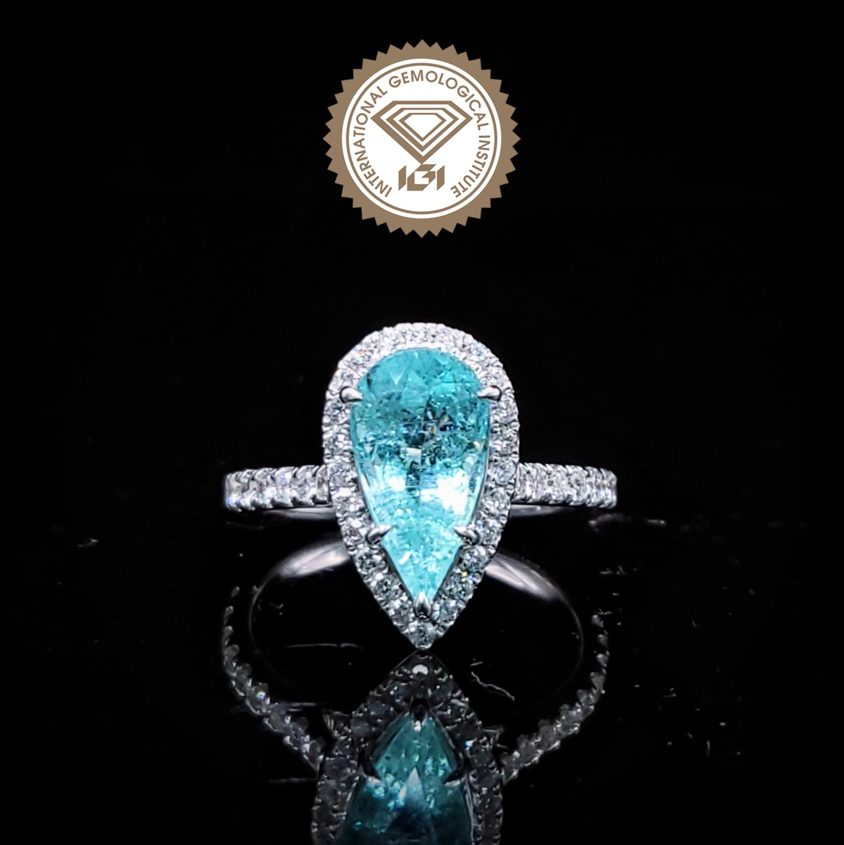 18K White Gold 2.21ct Paraiba and Diamond Ring