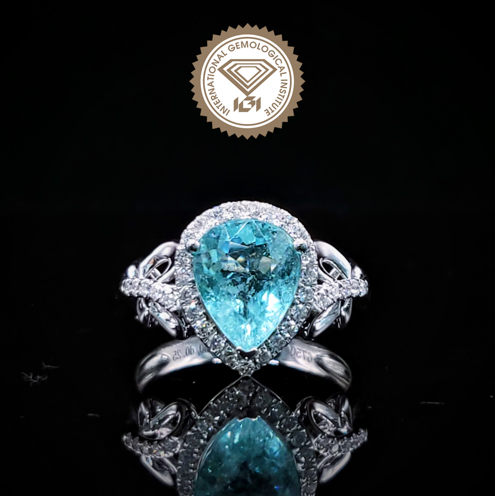 18K White Gold 2.60ct Paraiba and Diamond Ring