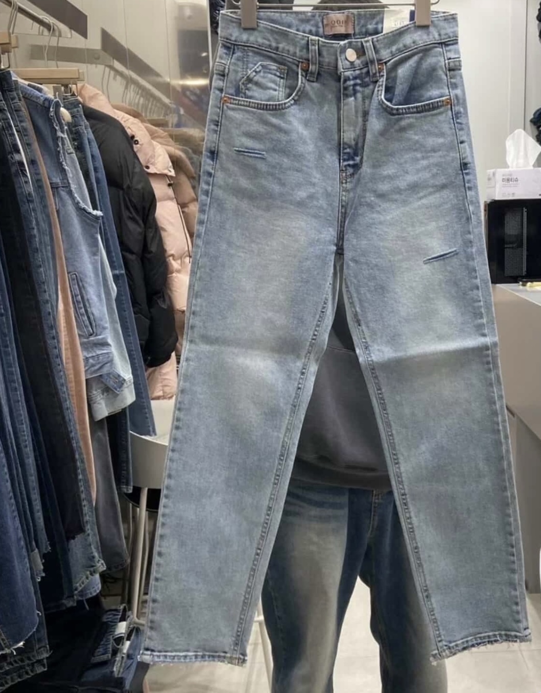 #6182 M only 微破洞修腳牛仔褲