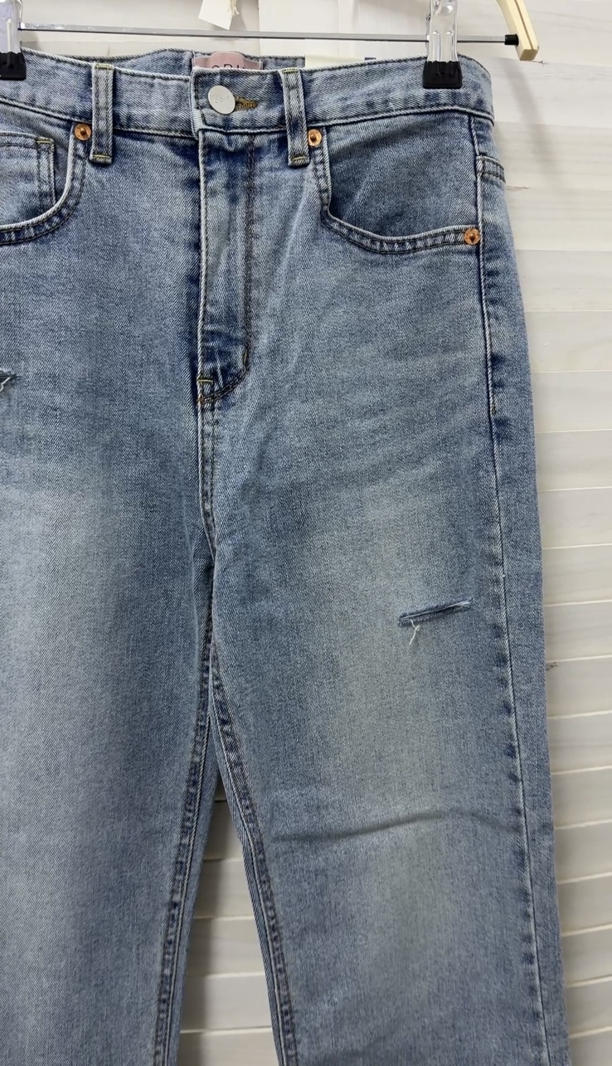 #6182 M only 微破洞修腳牛仔褲