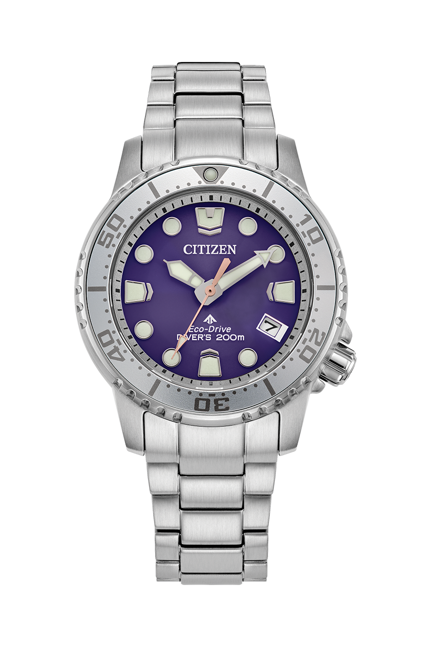 Citizen 星辰 Promaster Dive EO2027-50X Purple 紫色 . E02027-50Z Red 紅色 , EO2027-09L Dive Blue Dial Polyurethane Strap, 藍色錶盤合成橡膠錶帶, Eco-Drive Stainless Steel Lady Watch 光動能不銹鋼女士手錶