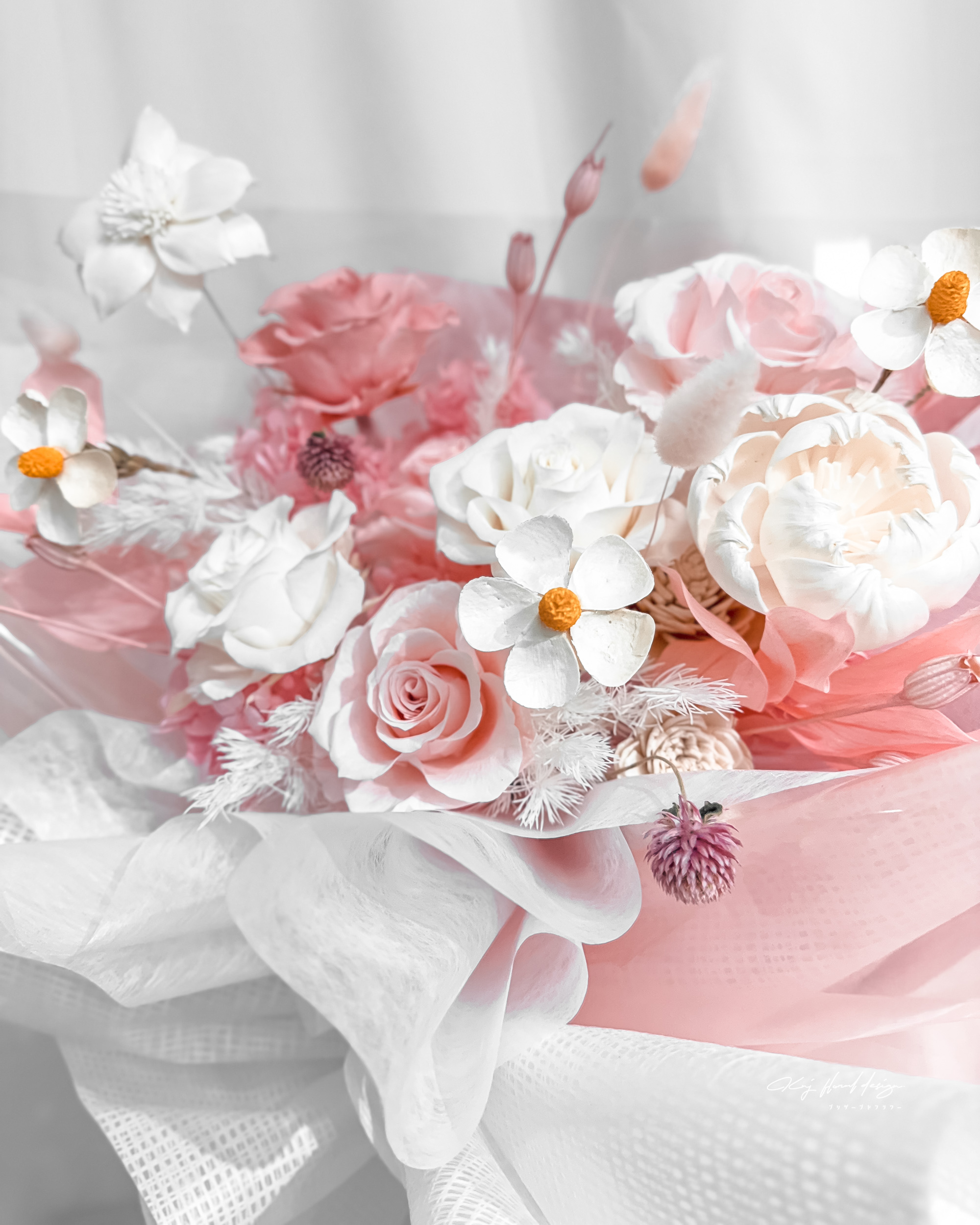 粉紅緋戀・六朵永生玫瑰花束