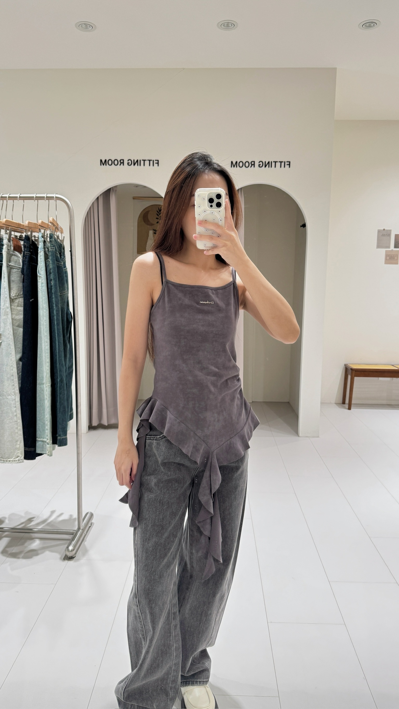 霧感鐵牌不規則下擺背心