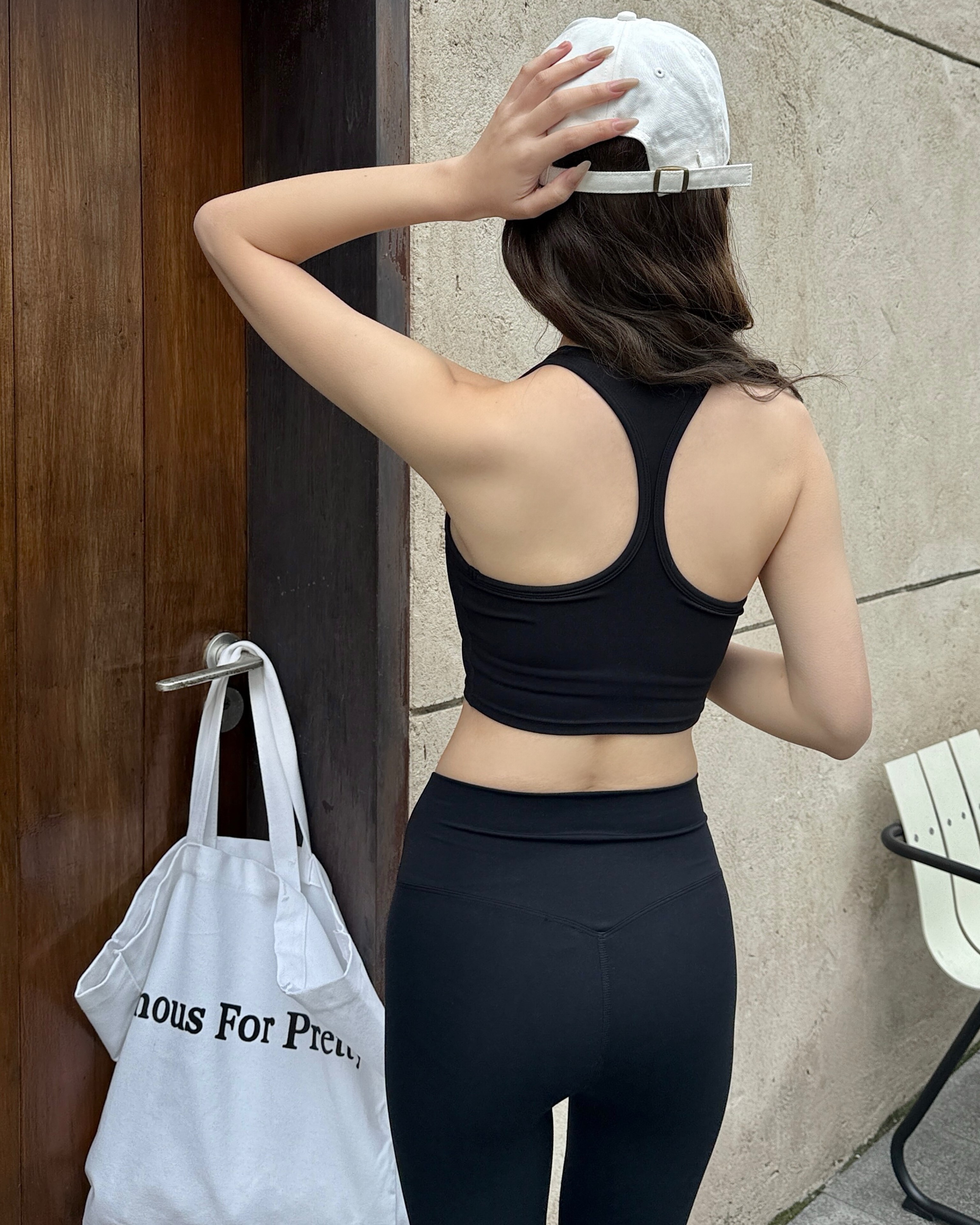 曉星雲柔彈性U領運動背心-黑色