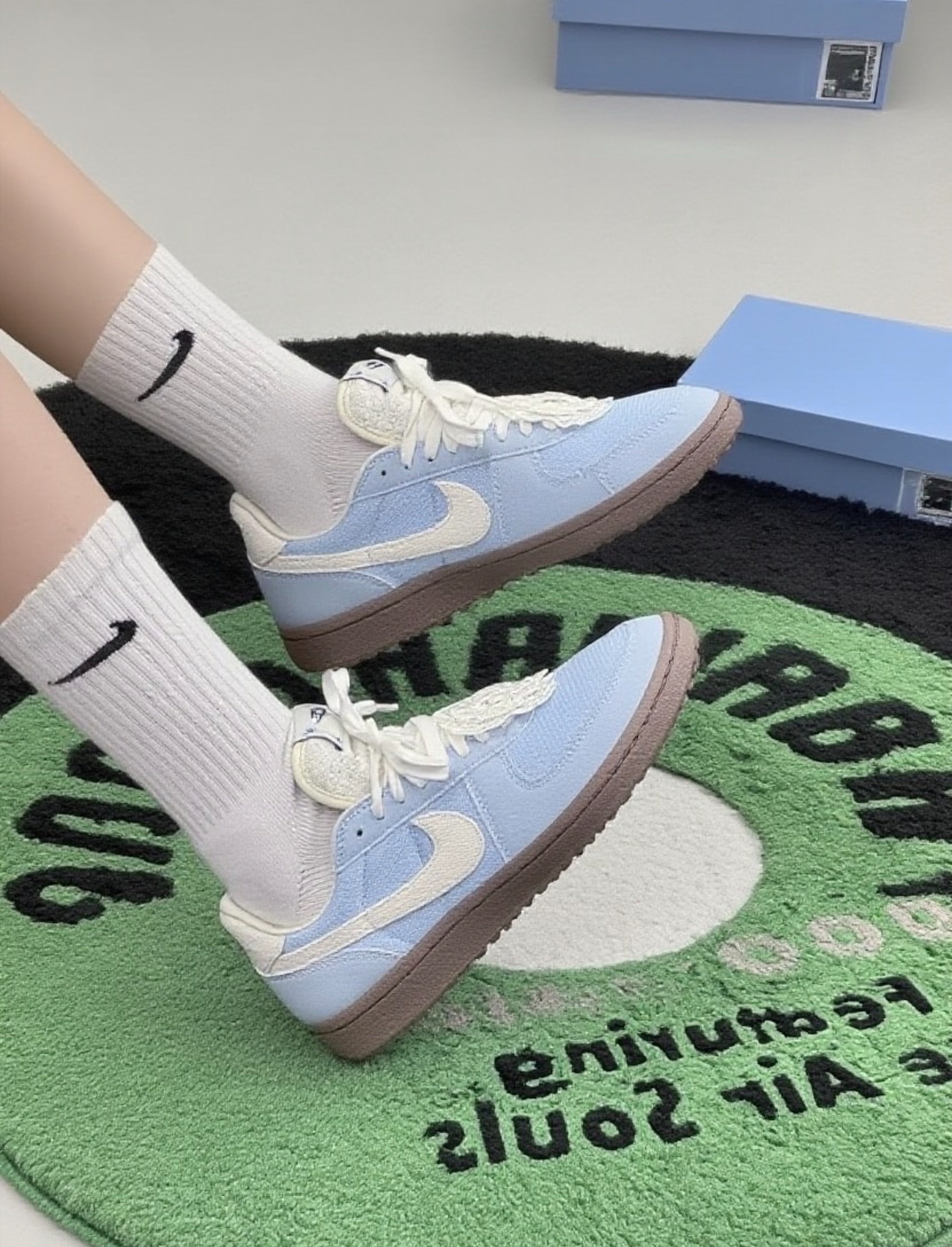 Nike Field General 82 海鹽焦糖 淺藍色 焦糖底 蕾絲 小花 網面 皮革 IH7350-402/預購