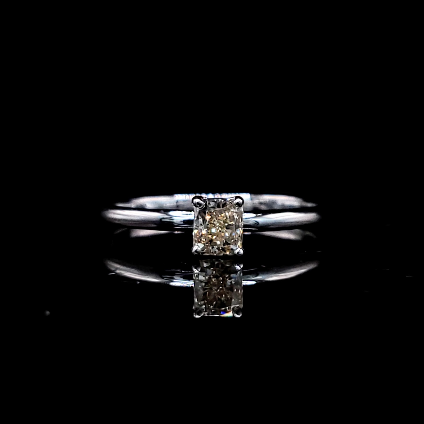18K White Gold 0.44ct Fancy Champaign Cushion Cut Diamond Ring